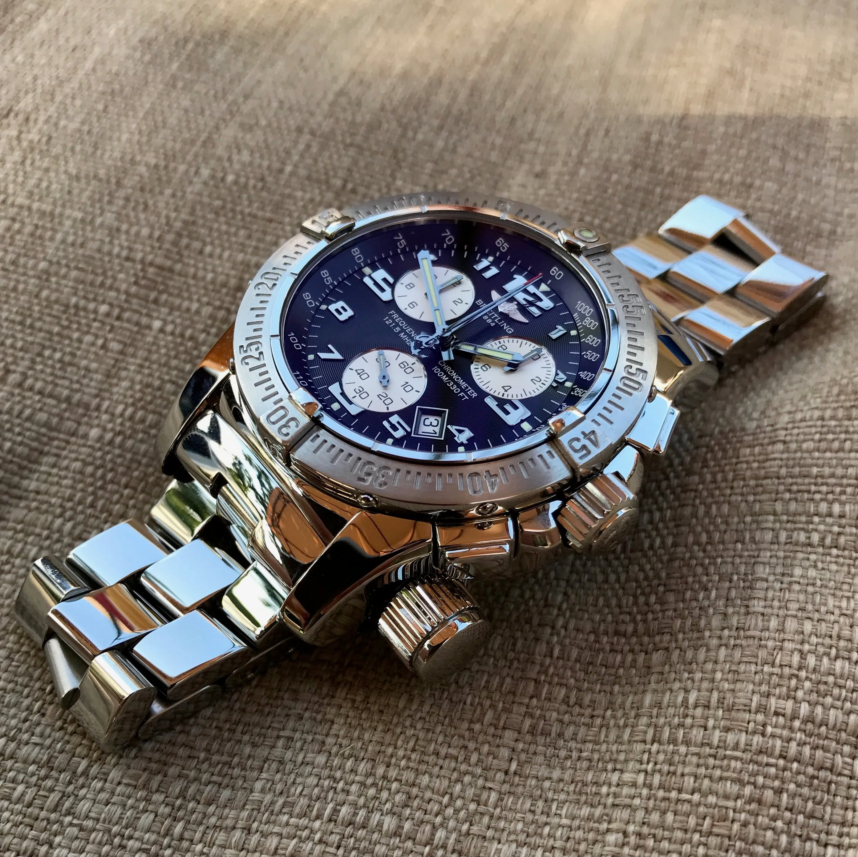 Breitling EMERGENCY MISSION A73322 Stainless Steel Chronograph Aviation Wristwatch Box Papers