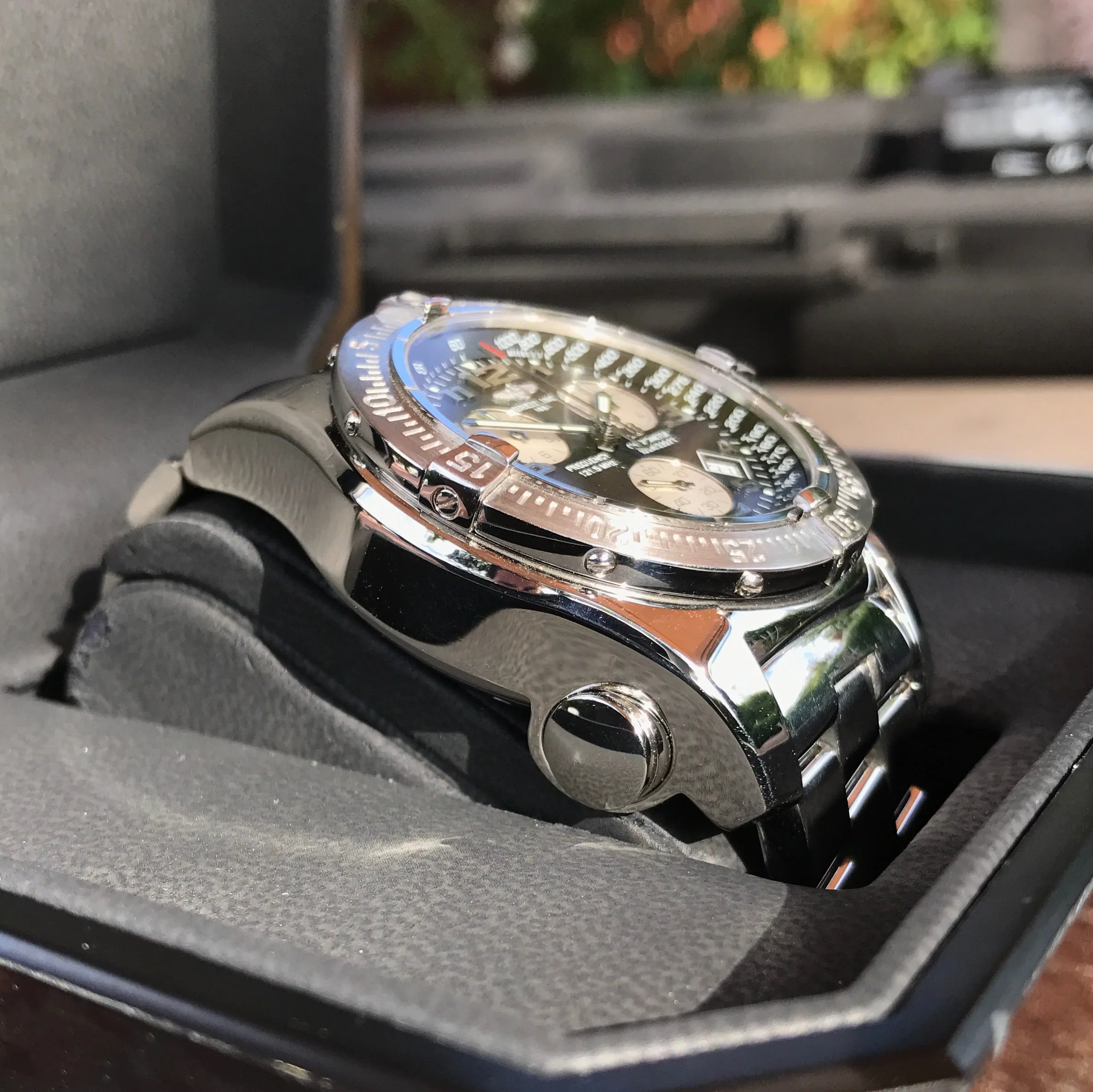 Breitling EMERGENCY MISSION A73322 Stainless Steel Chronograph Aviation Wristwatch Box Papers