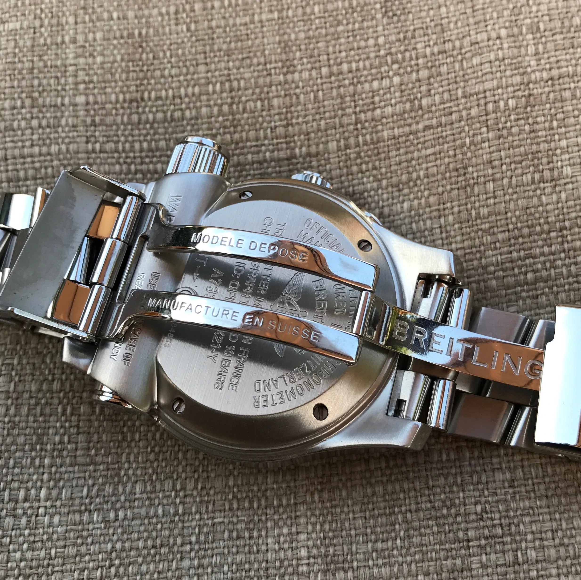 Breitling EMERGENCY MISSION A73322 Stainless Steel Chronograph Aviation Wristwatch Box Papers