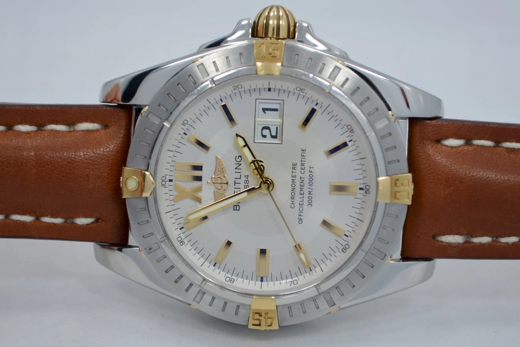Breitling Galactic 41 B49350 Steel 18K Gold Automatic Chronometer Wristwatch