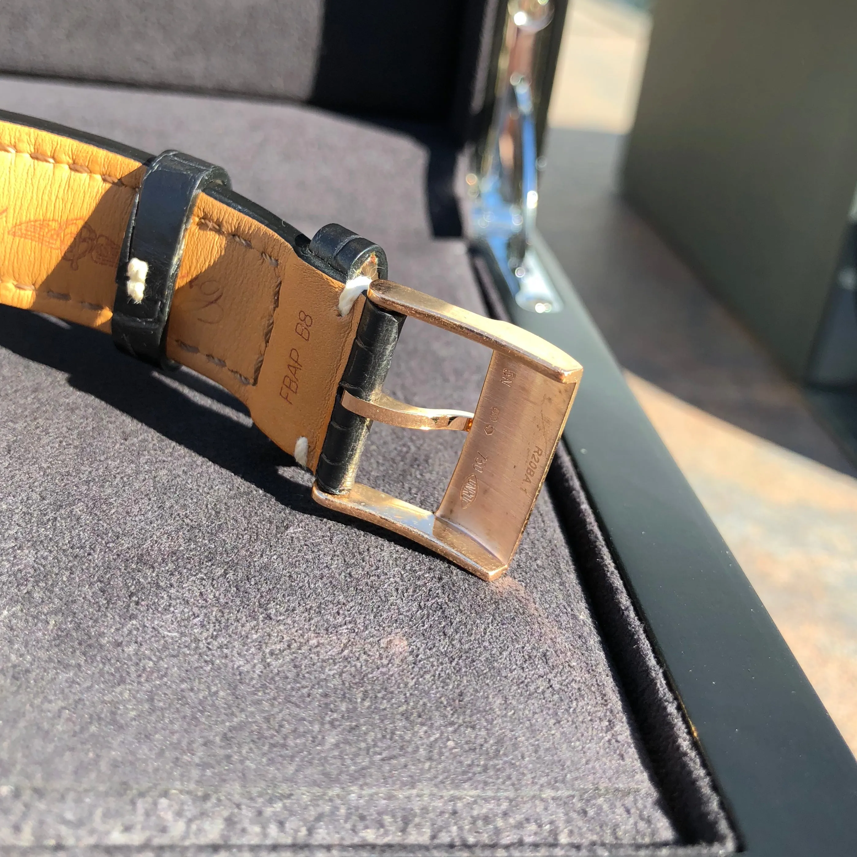 Breitling Transocean RB015212 18K Rose Gold Chronograph Black Dial Wristwatch Box Papers