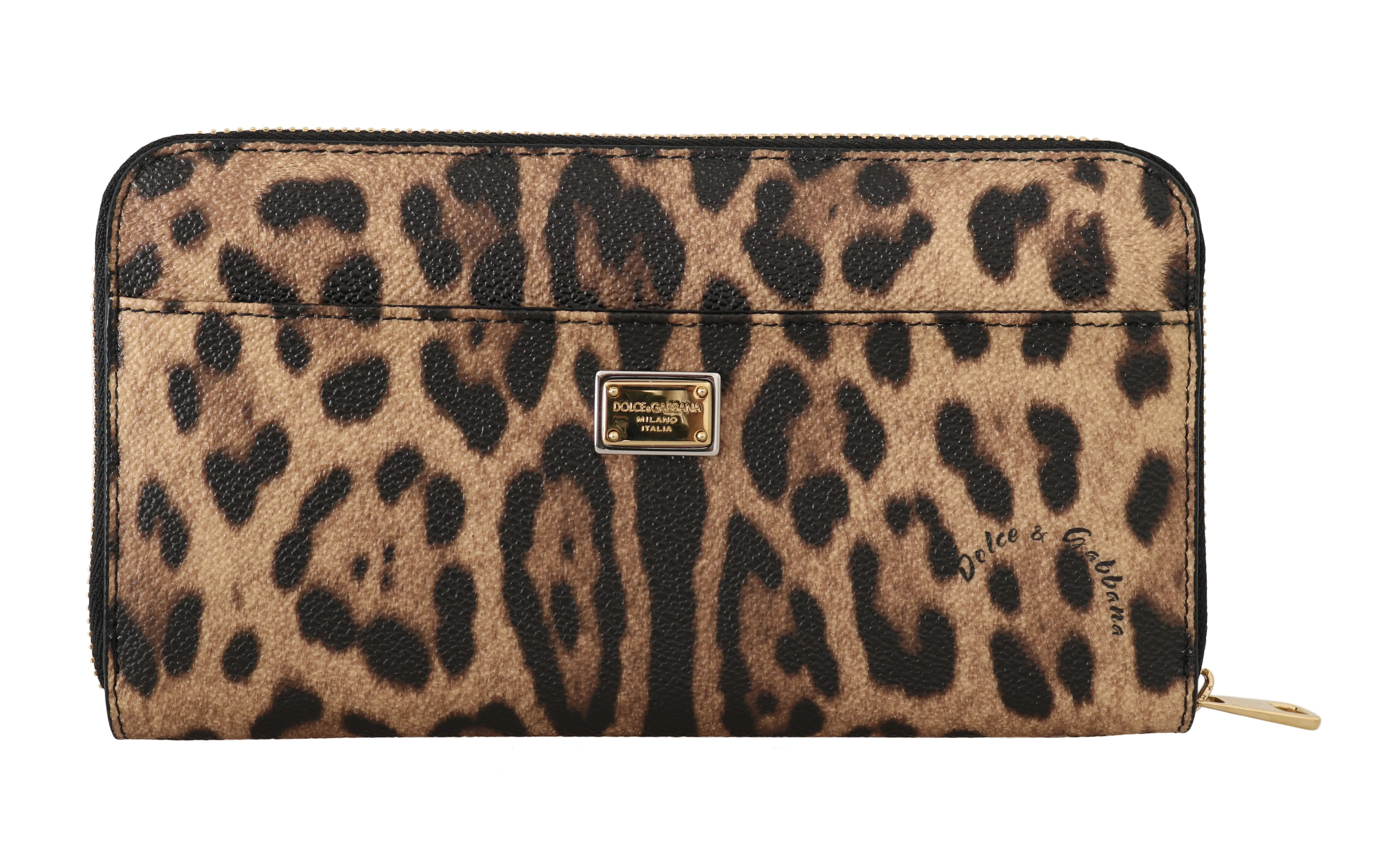 Brown Leather Leopard #dgfamily Continental Clutch Wallet