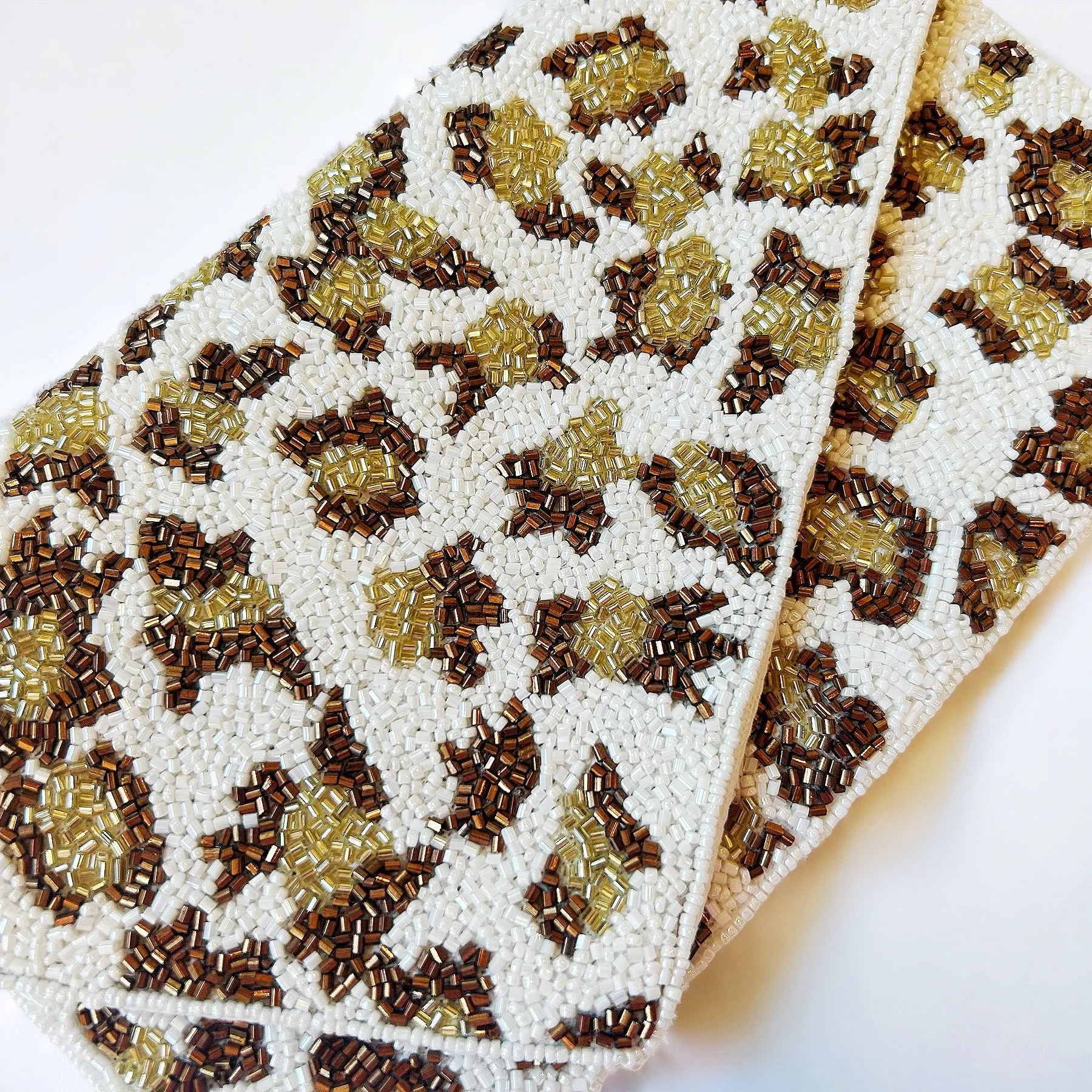 Brown Leopard Beaded Handbag