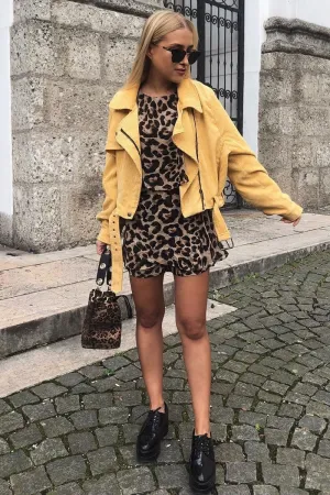 Brown Leopard Layered Playsuit - Calissa