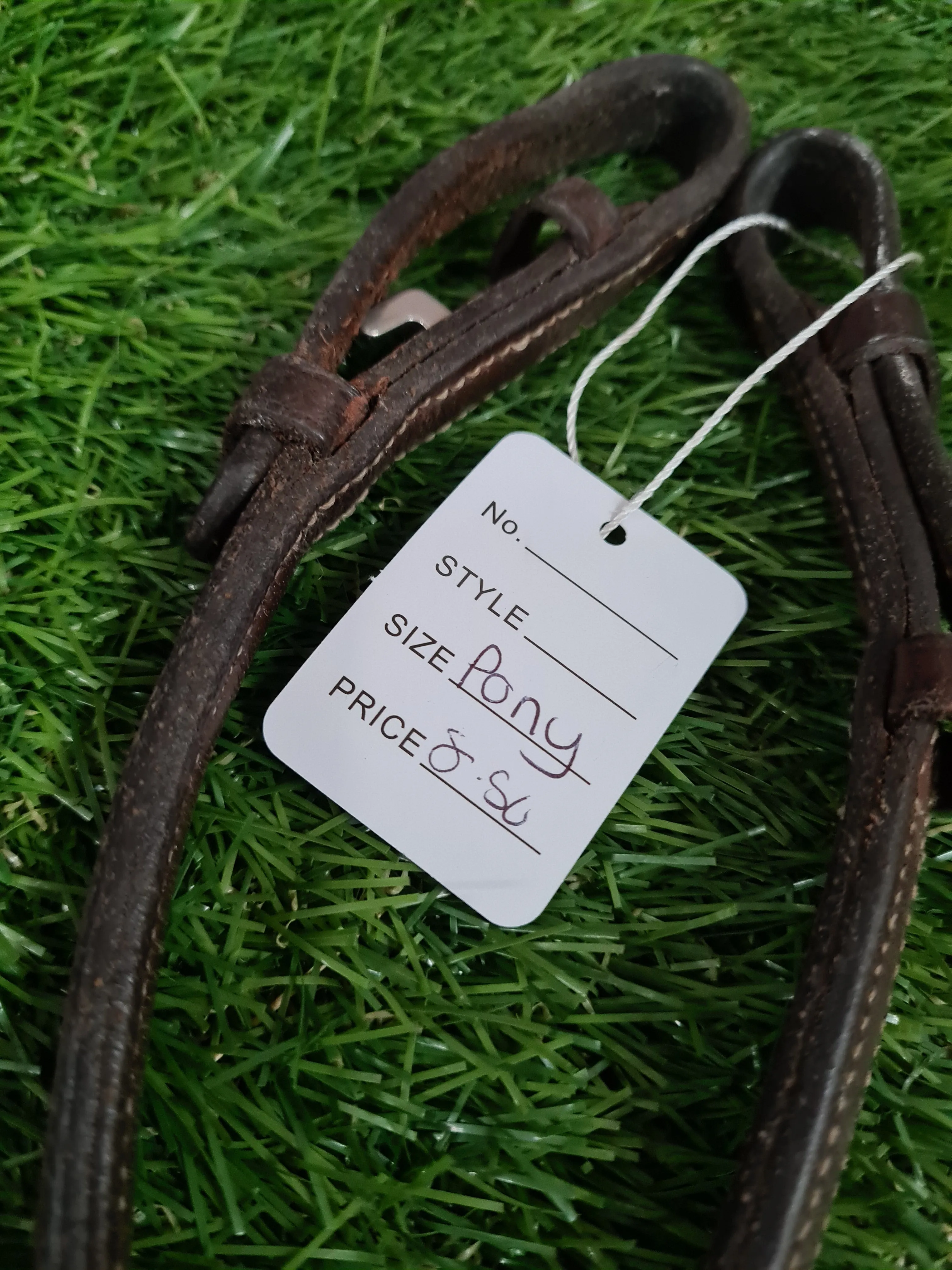 Brown rubber grip reins, leather ends, size pony FREE POSTAGE 🟢