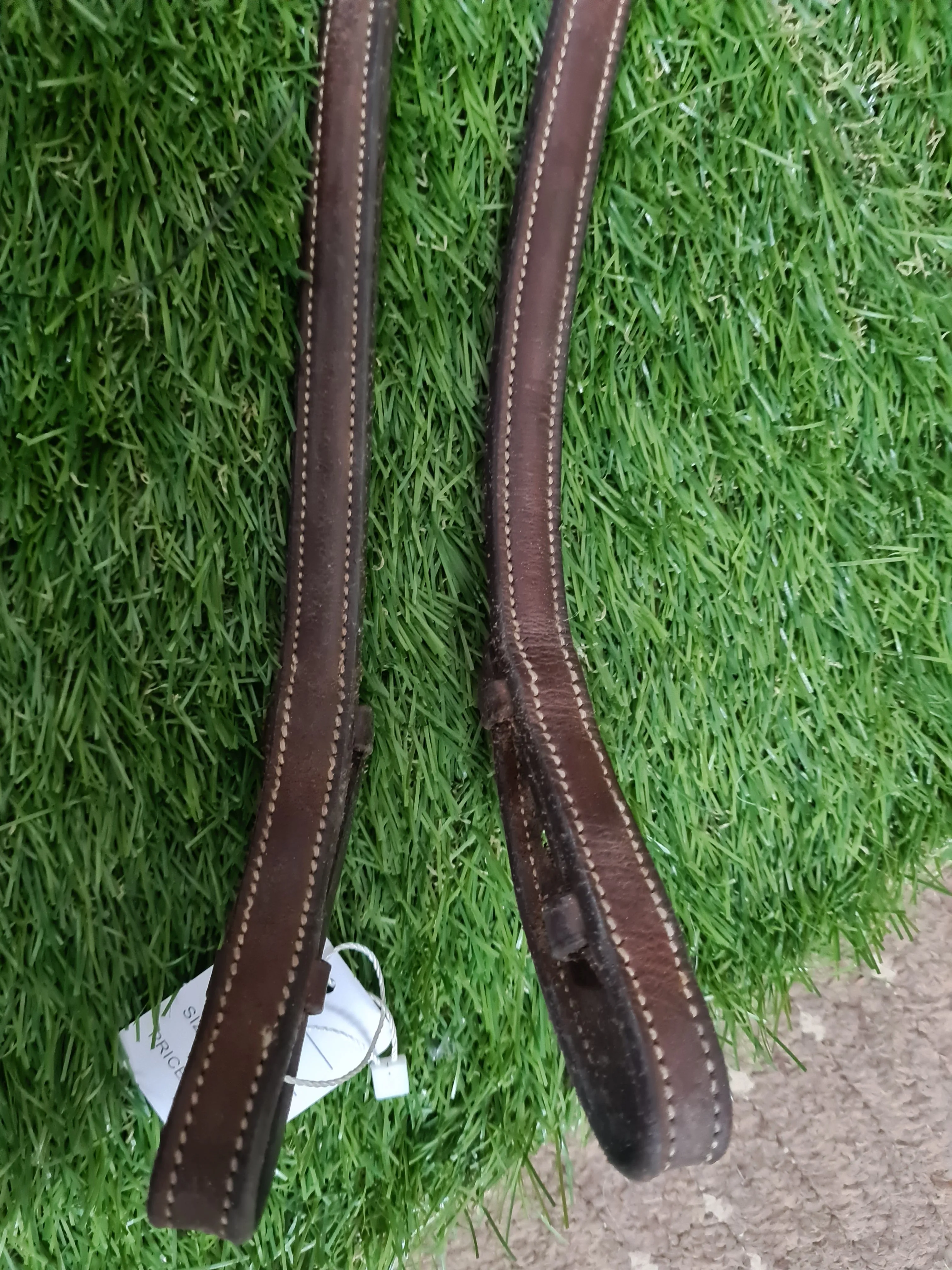 Brown rubber grip reins, leather ends, size pony FREE POSTAGE 🟢