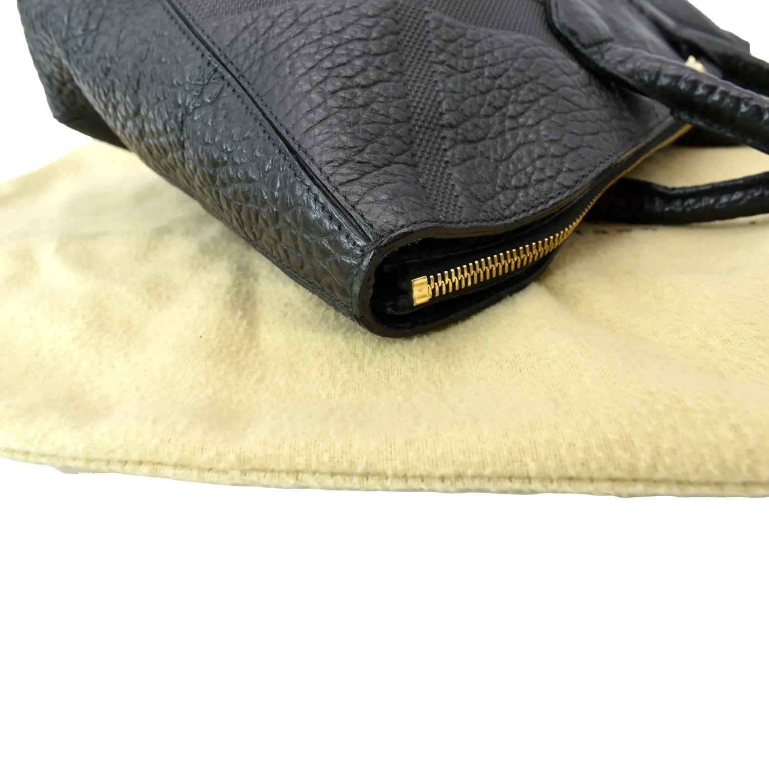 BURBERRY Dewsbury Medium Grain Check Embossed Tote Bag Black