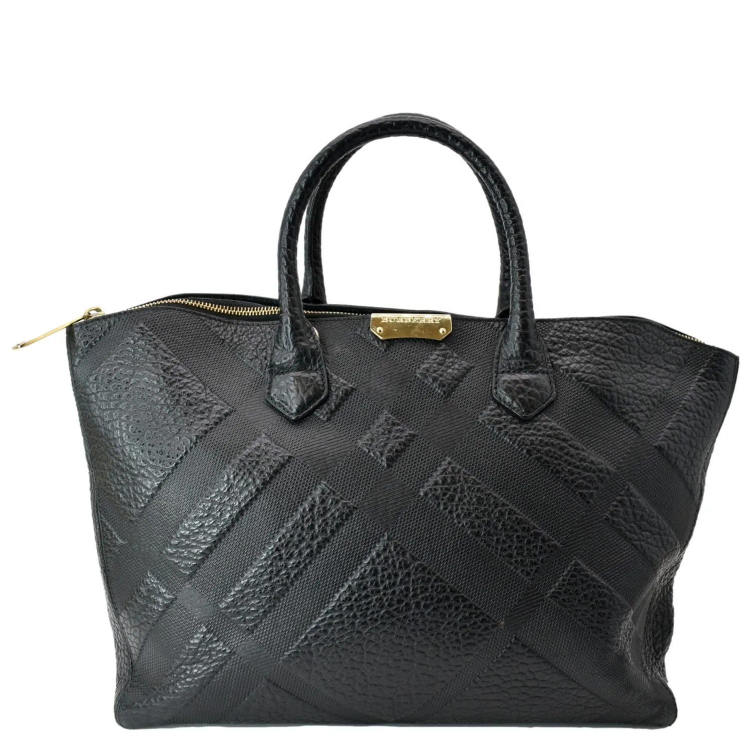 BURBERRY Dewsbury Medium Grain Check Embossed Tote Bag Black