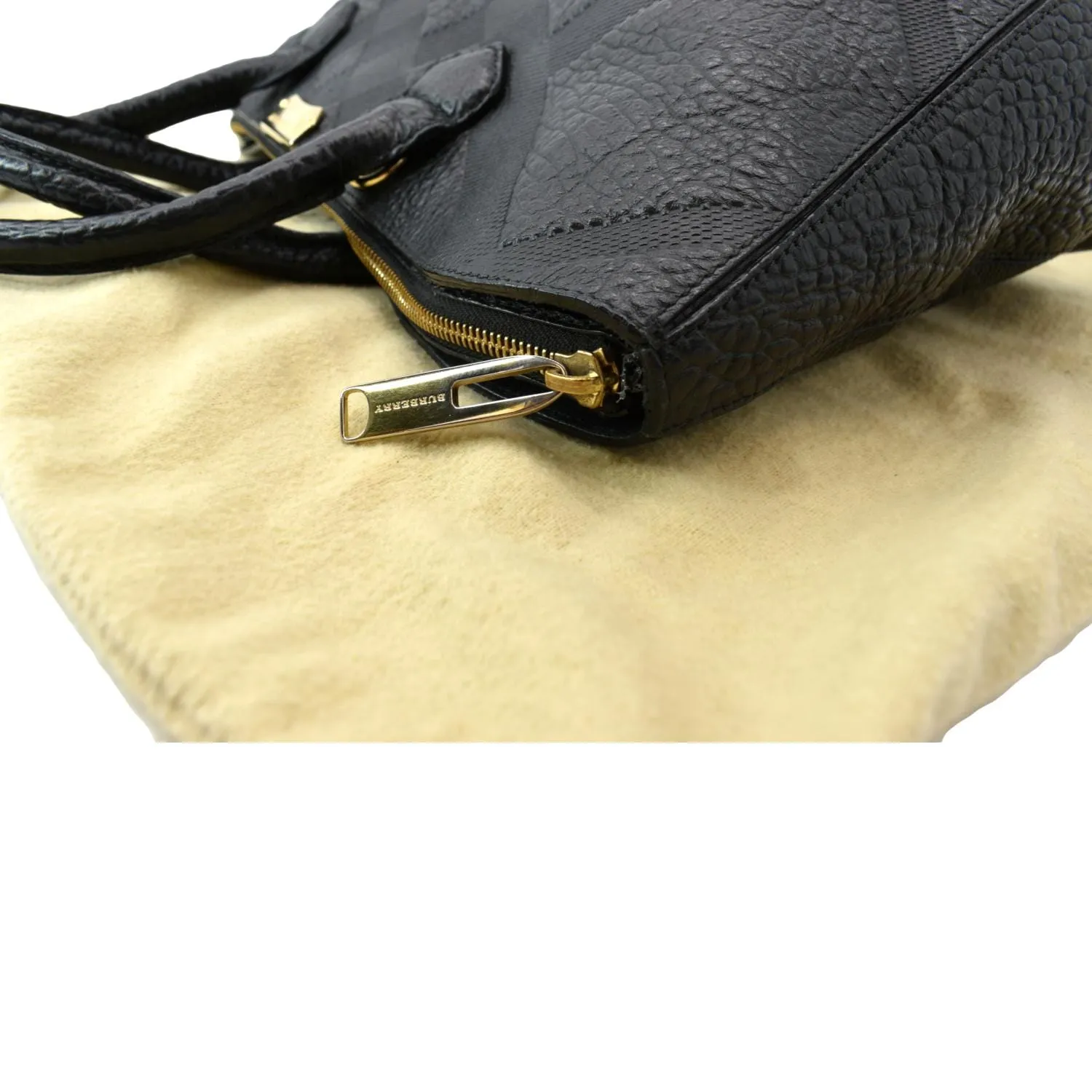 BURBERRY Dewsbury Medium Grain Check Embossed Tote Bag Black