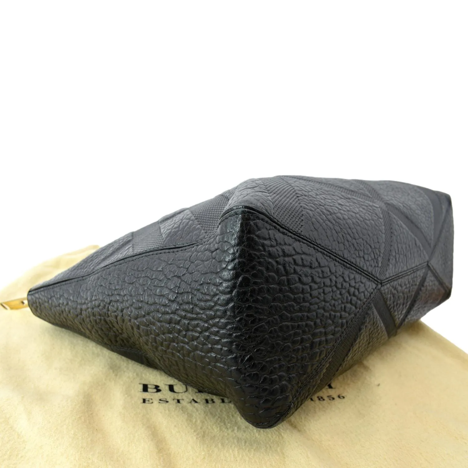 BURBERRY Dewsbury Medium Grain Check Embossed Tote Bag Black