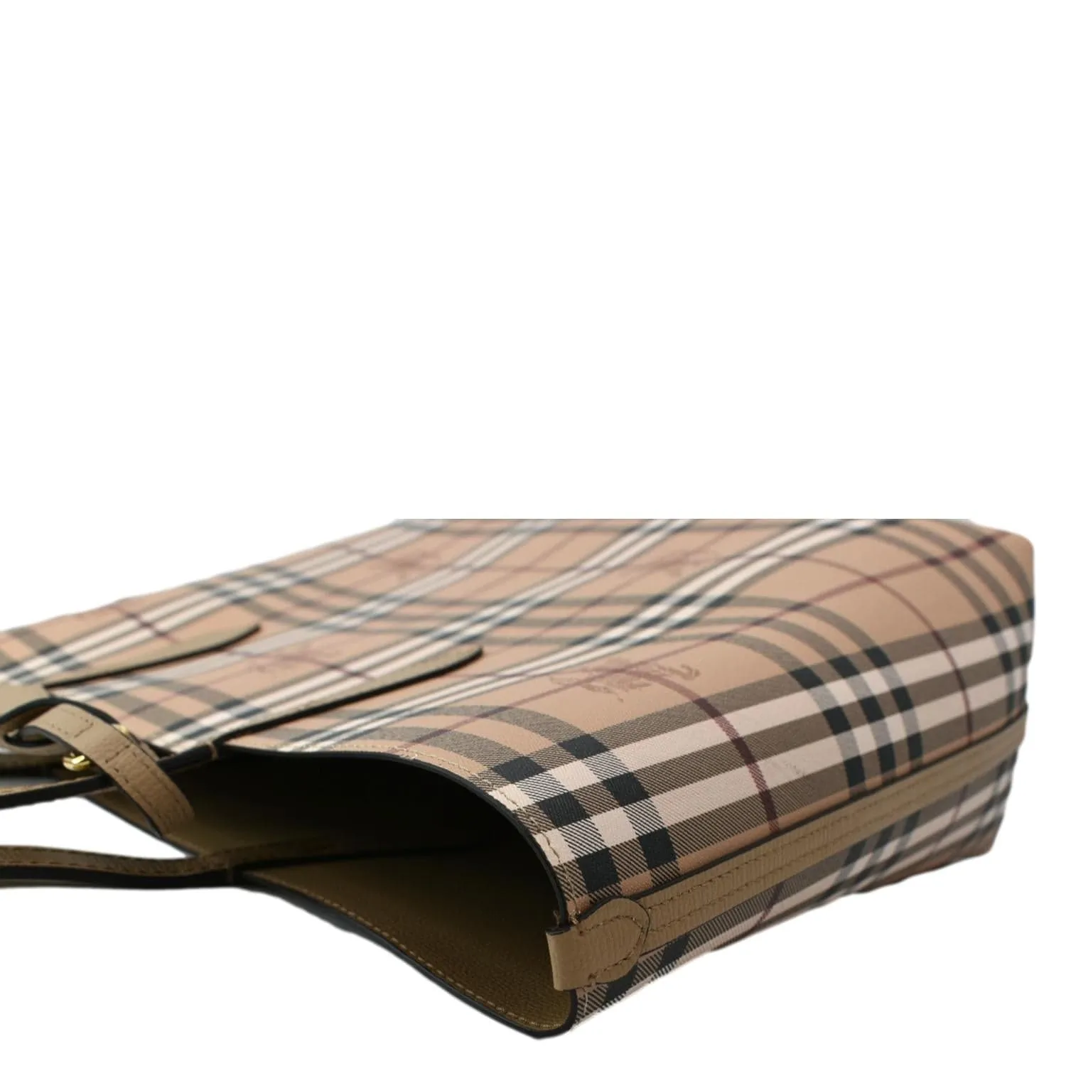 BURBERRY Reversible Haymarket Coated Canvas Tote Bag Tan