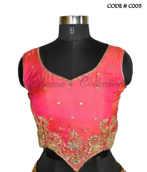 C005 Coral Dual Tone Sleeveless Blouse