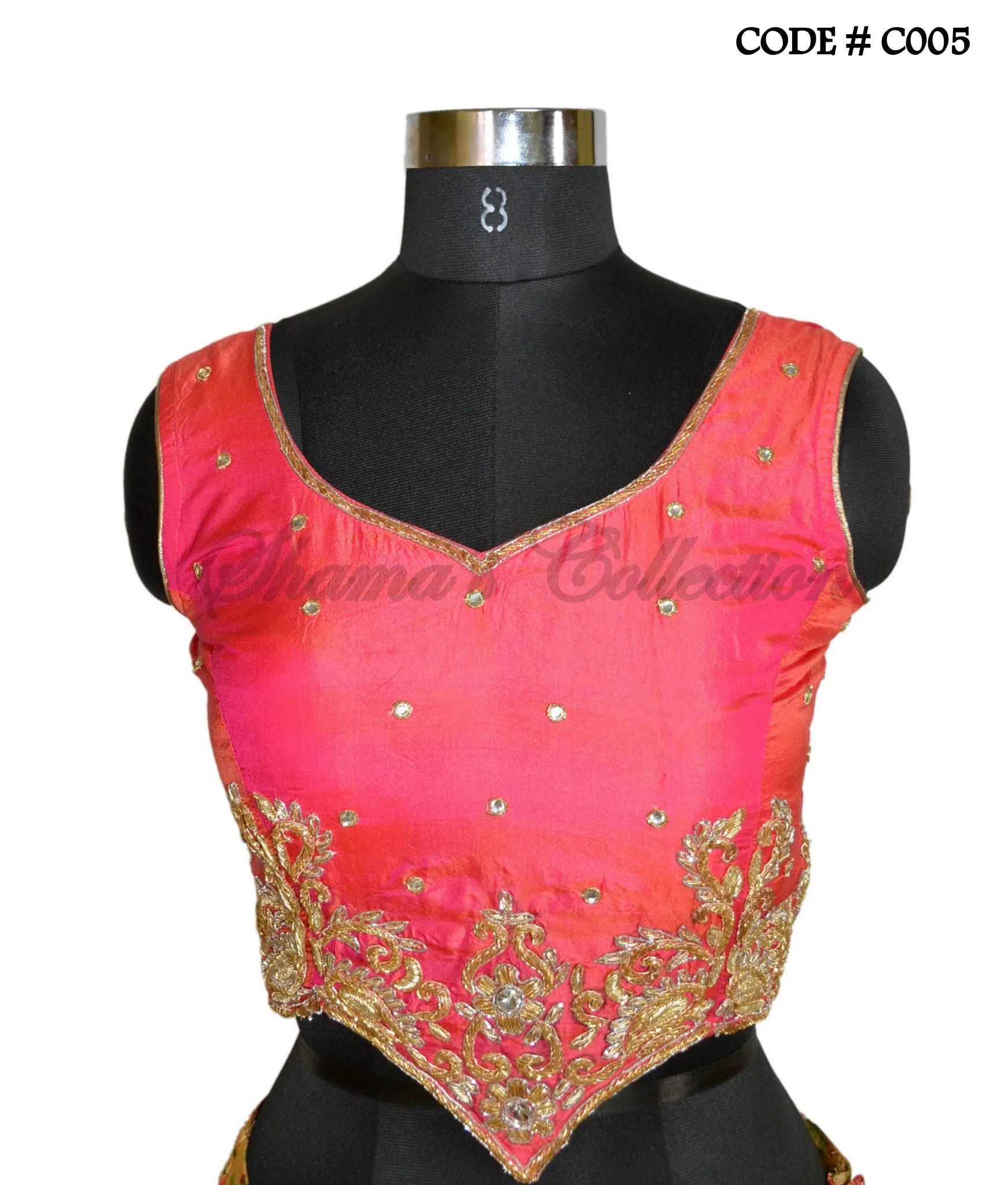 C005 Coral Dual Tone Sleeveless Blouse