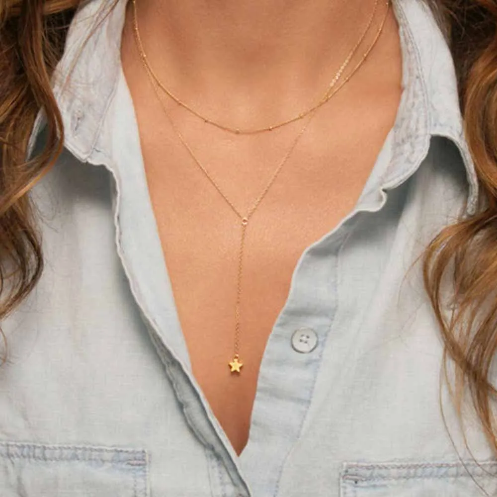 Cadence Star Gold/Silver Layered Pendant Necklace
