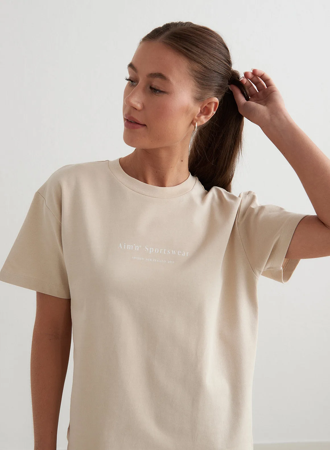 Café Au Lait Serif Boxy T-shirt