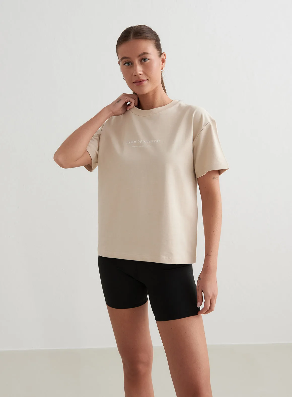 Café Au Lait Serif Boxy T-shirt