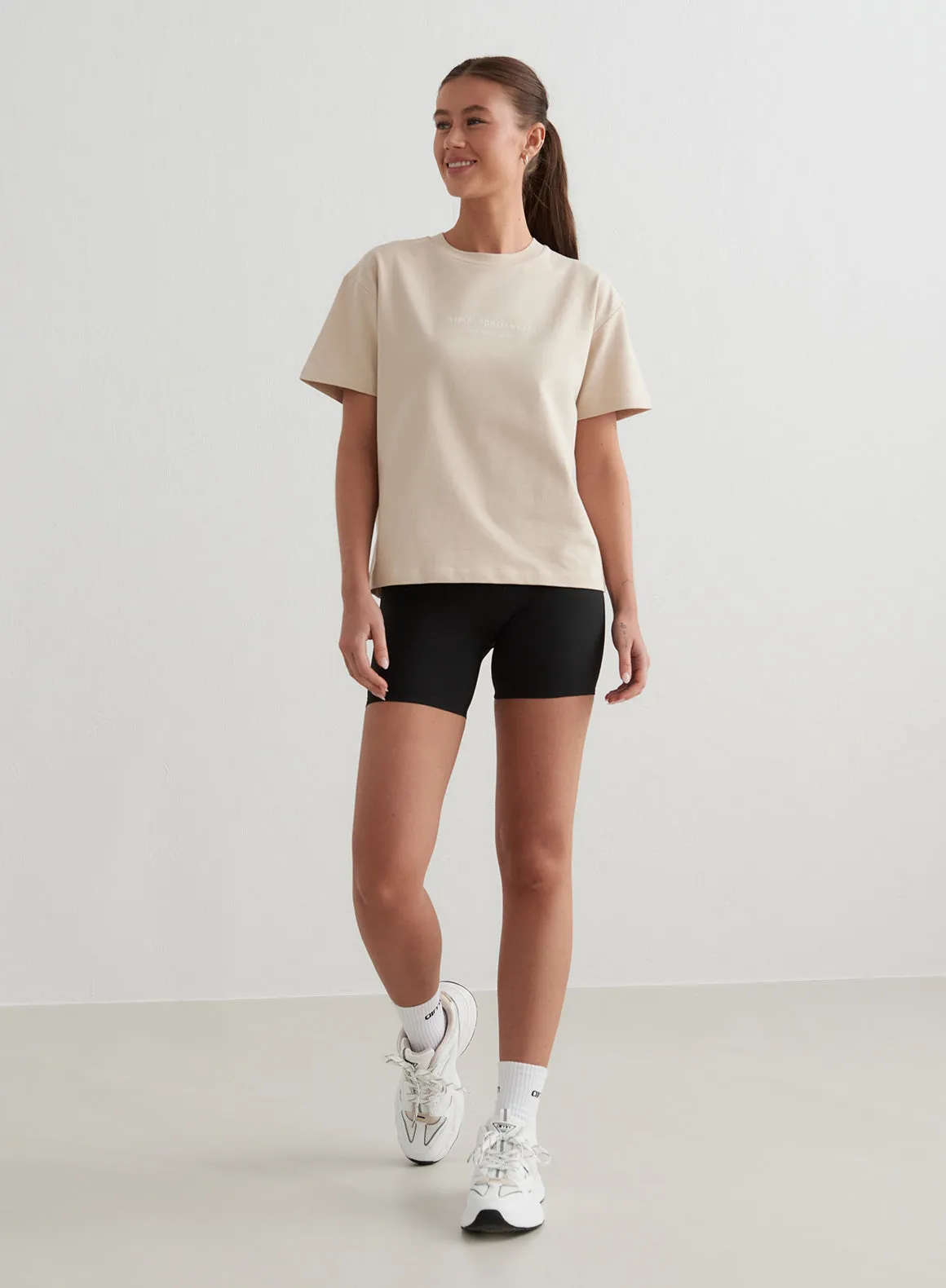 Café Au Lait Serif Boxy T-shirt