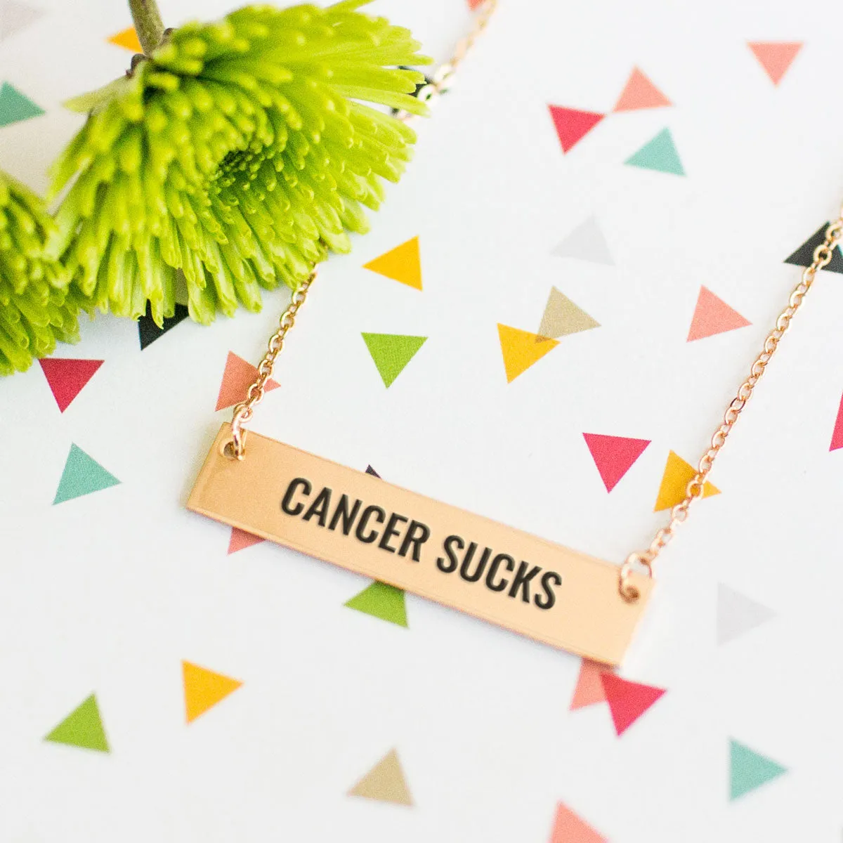 Cancer Sucks Gold / Silver Bar Necklace