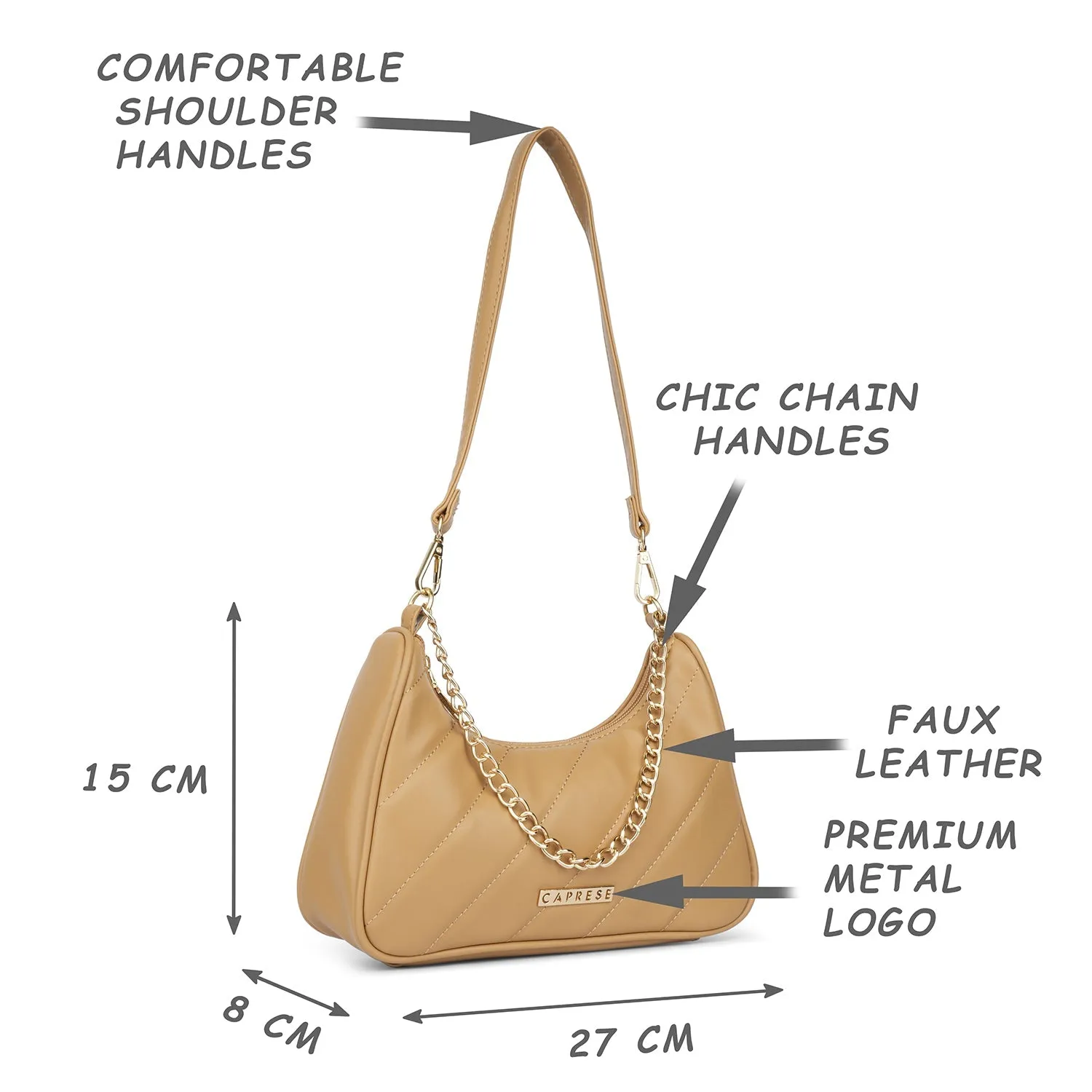 Caprese Karina Medium Almond Hobo Bag