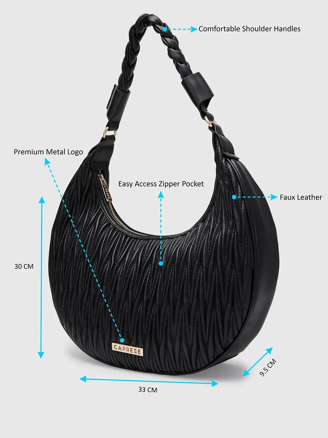 Caprese Mareeya Medium Black Hobo Bag