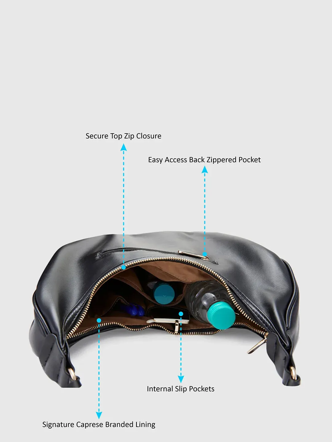Caprese Mareeya Medium Black Hobo Bag