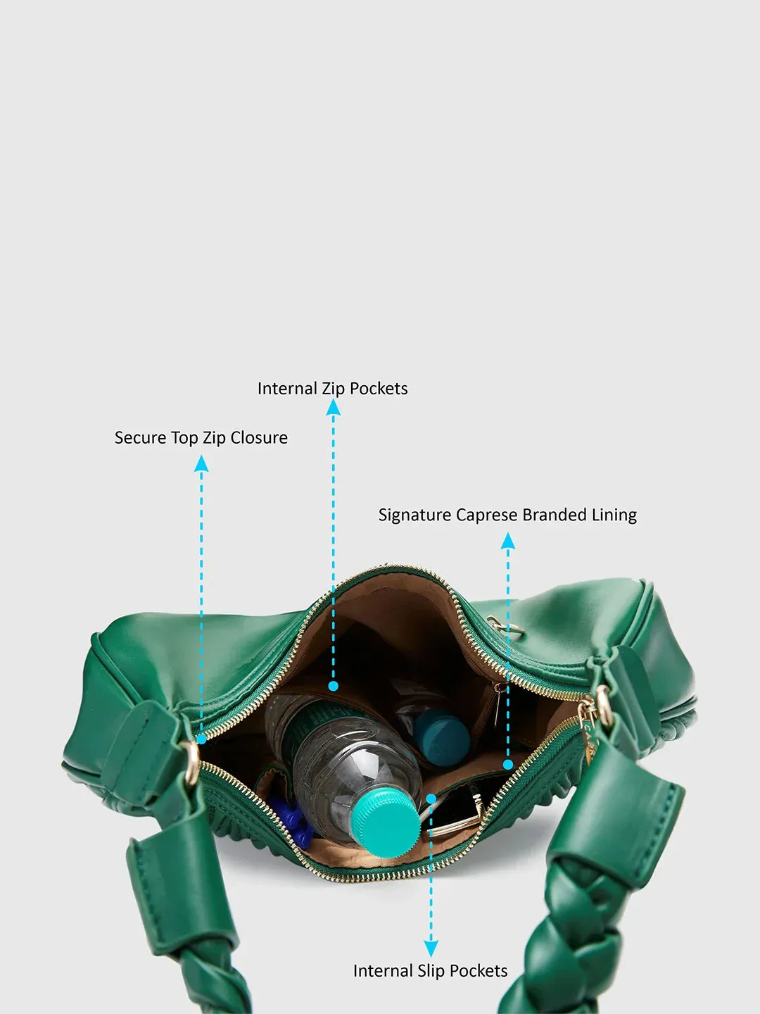 Caprese Mareeya Medium Olive Hobo Bag