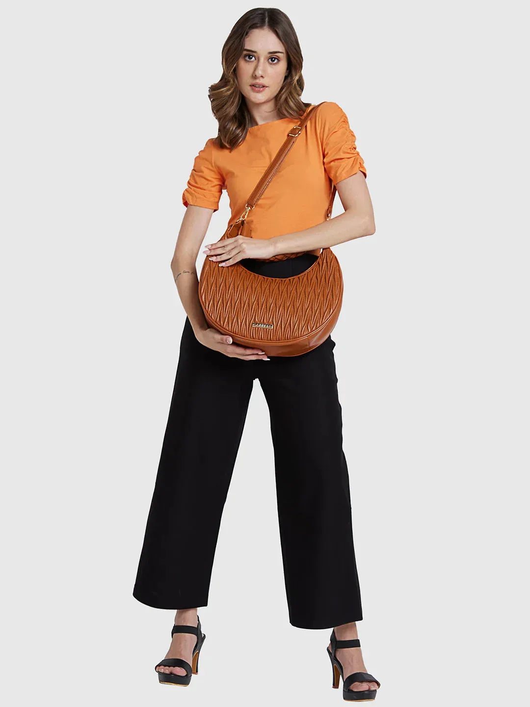 Caprese Mareeya Medium Tan Hobo Bag