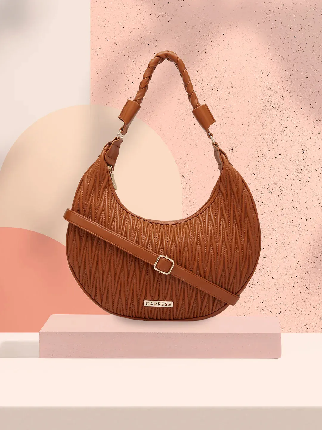 Caprese Mareeya Medium Tan Hobo Bag