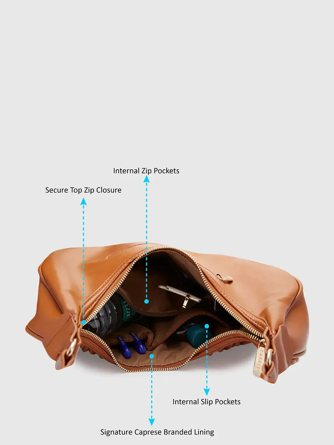 Caprese Mareeya Medium Tan Hobo Bag