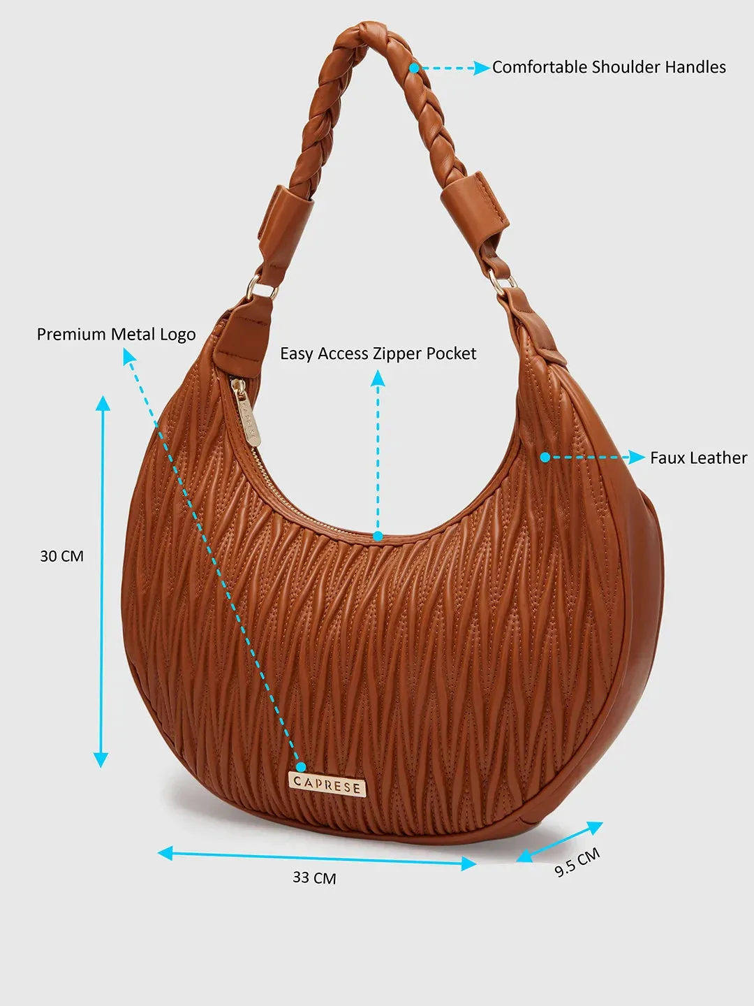 Caprese Mareeya Medium Tan Hobo Bag