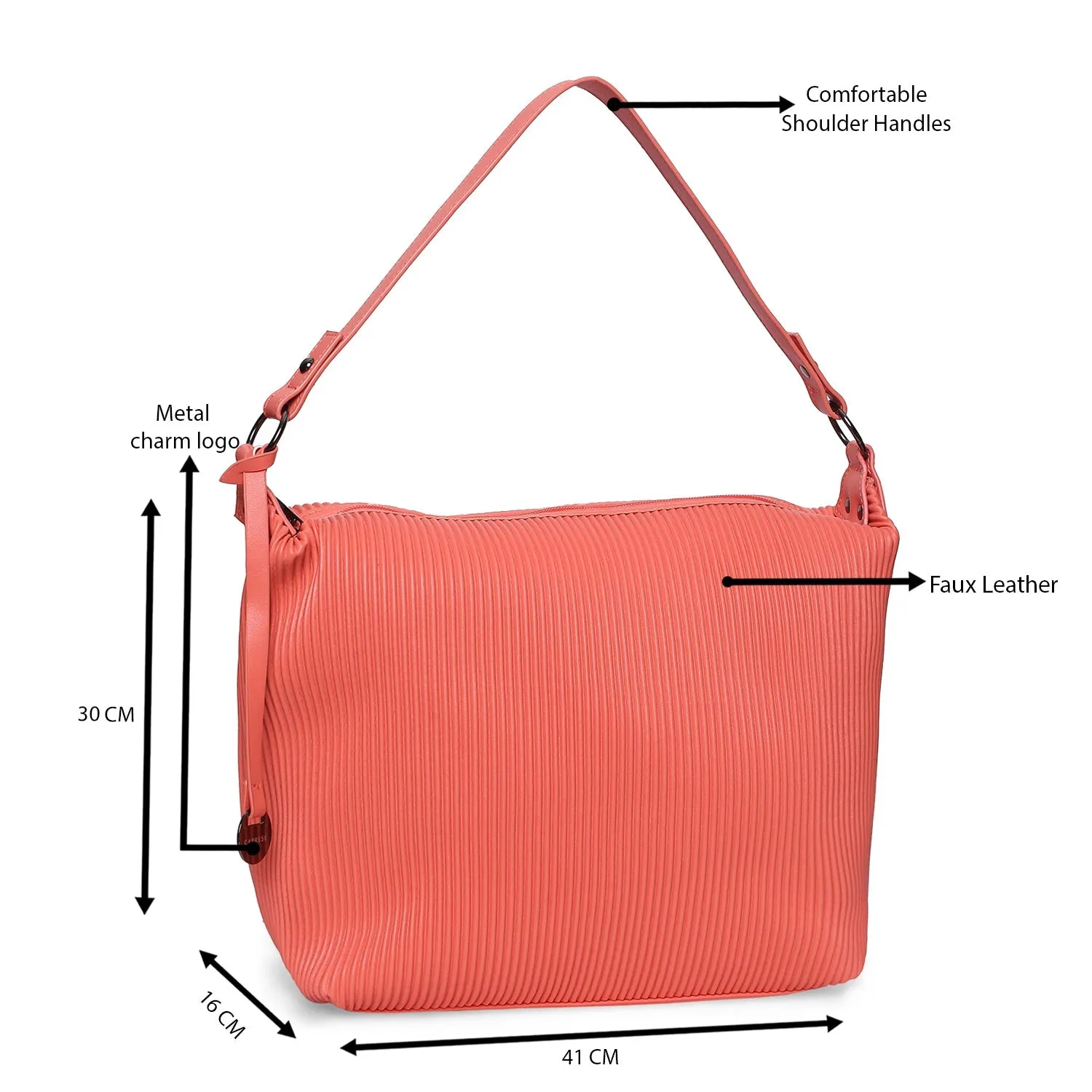 Caprese Symona Large Coral Hobo Bag