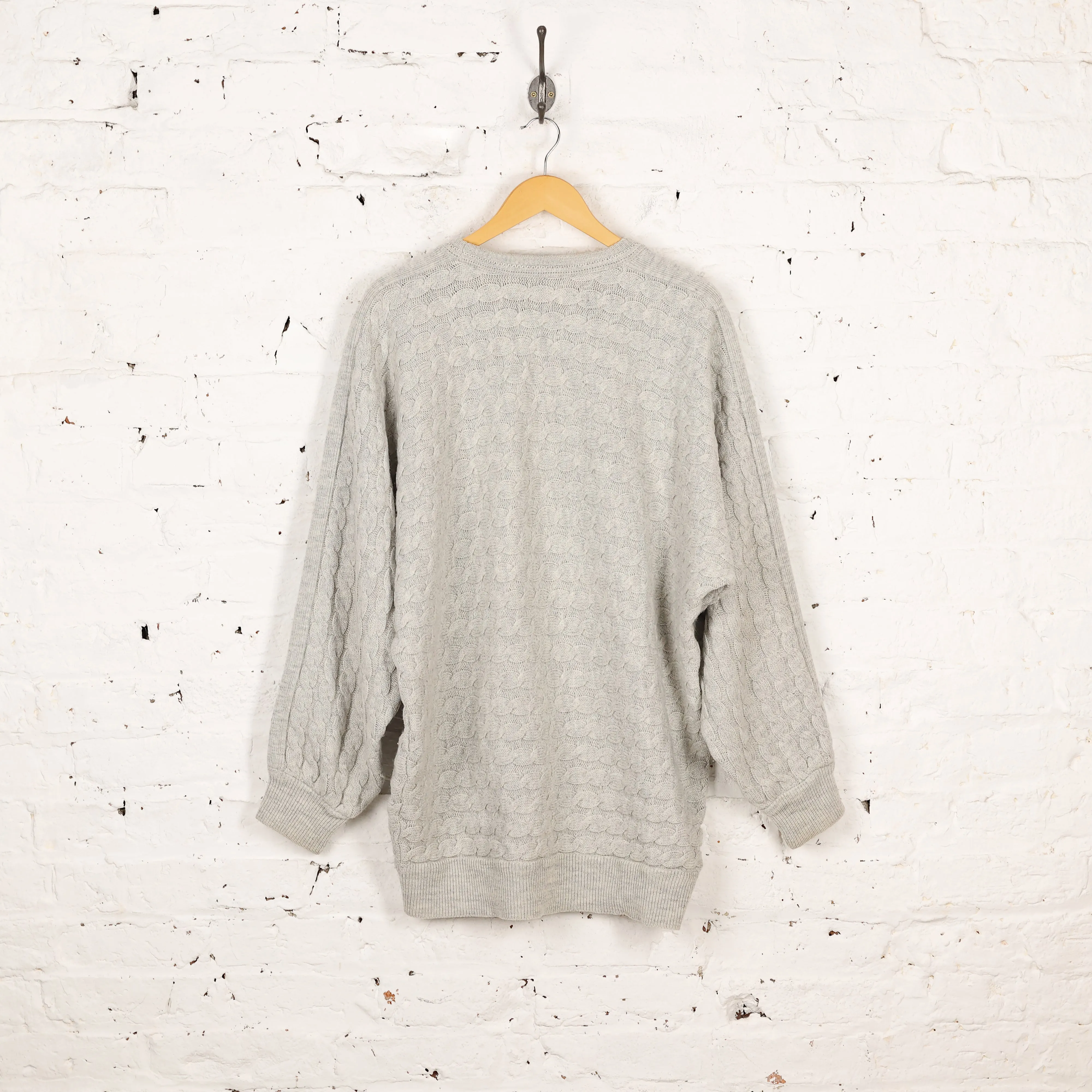 Carlo Colucci Texture Cable Knit Jumper - Beige - XL