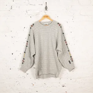 Carlo Colucci Texture Cable Knit Jumper - Beige - XL