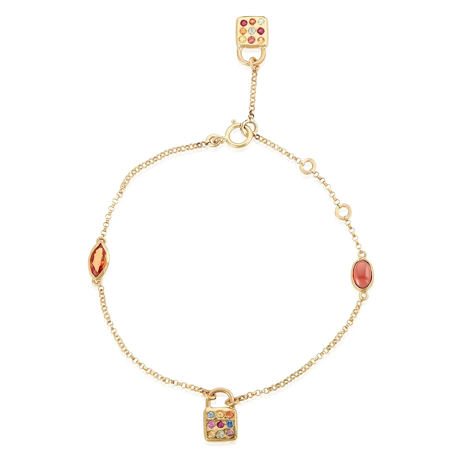 Cassy Love Lock Sapphire Gold Bracelet