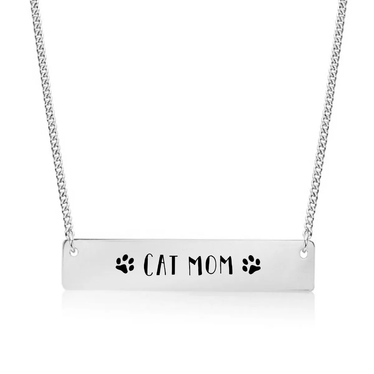 Cat Mom Gold / Silver Bar Necklace