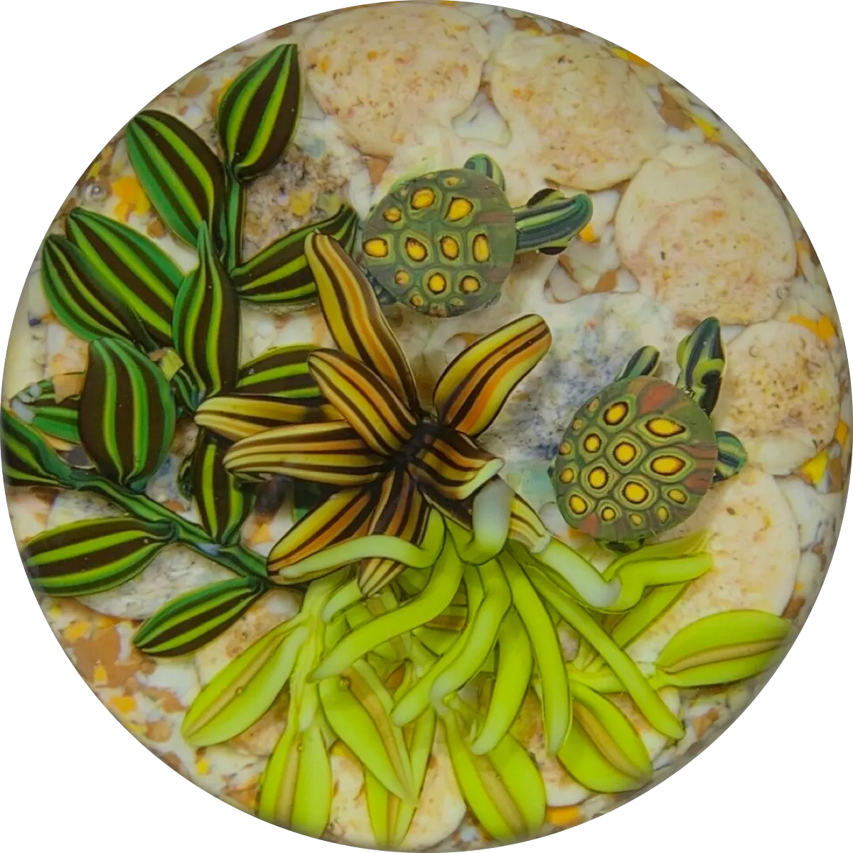 Cathy Richardson 2011 Miniature Flamework Turtles and Foliage