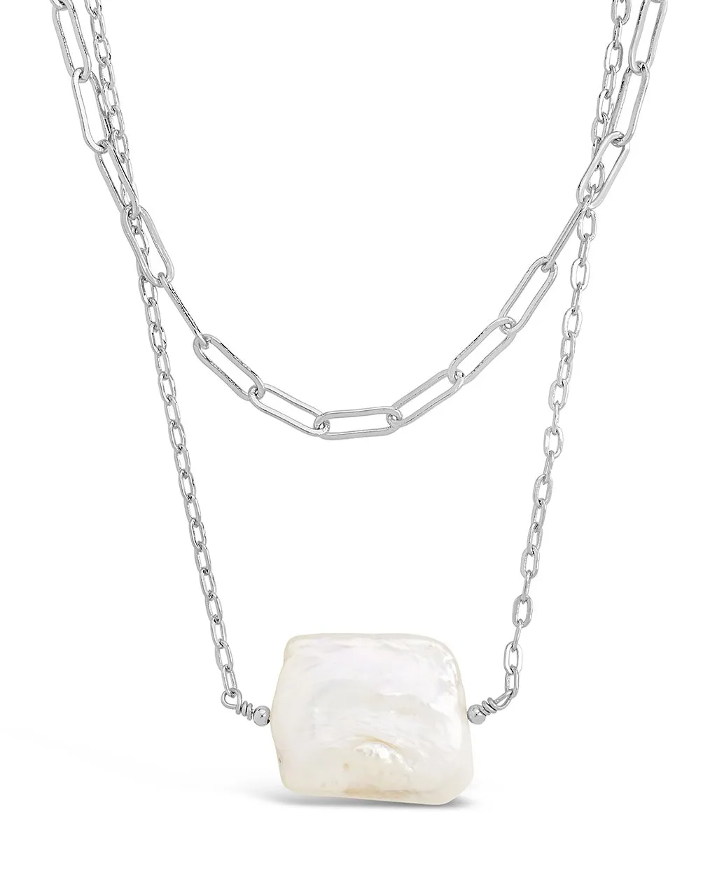 Chain Link and Pearl Layered Necklace