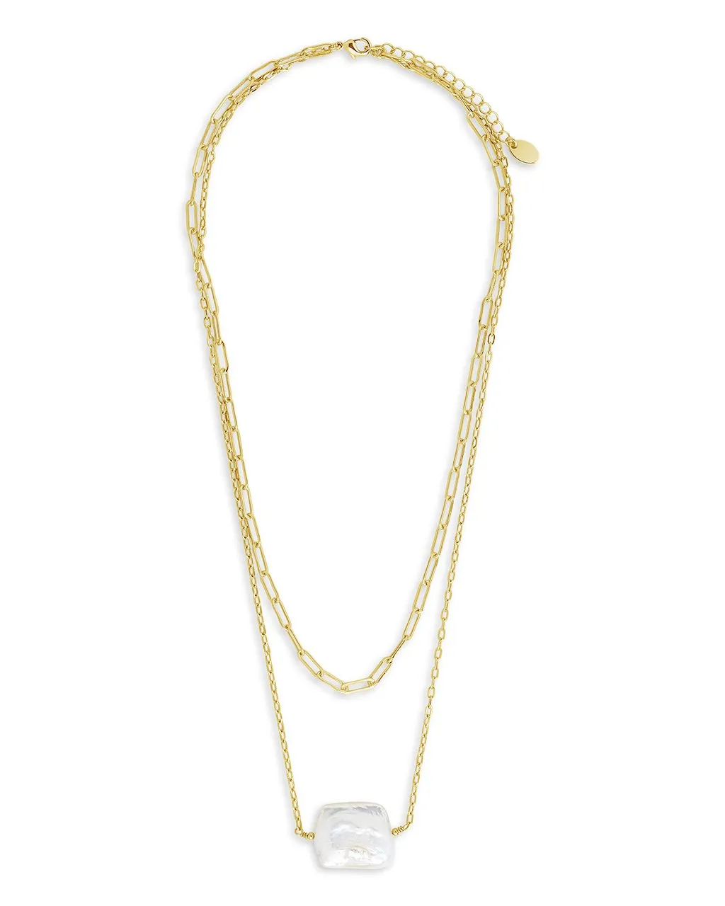 Chain Link and Pearl Layered Necklace