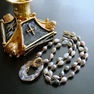 Champagne Moonstone Necklace with Detachable Geode Slice Pendant - Coco Necklace