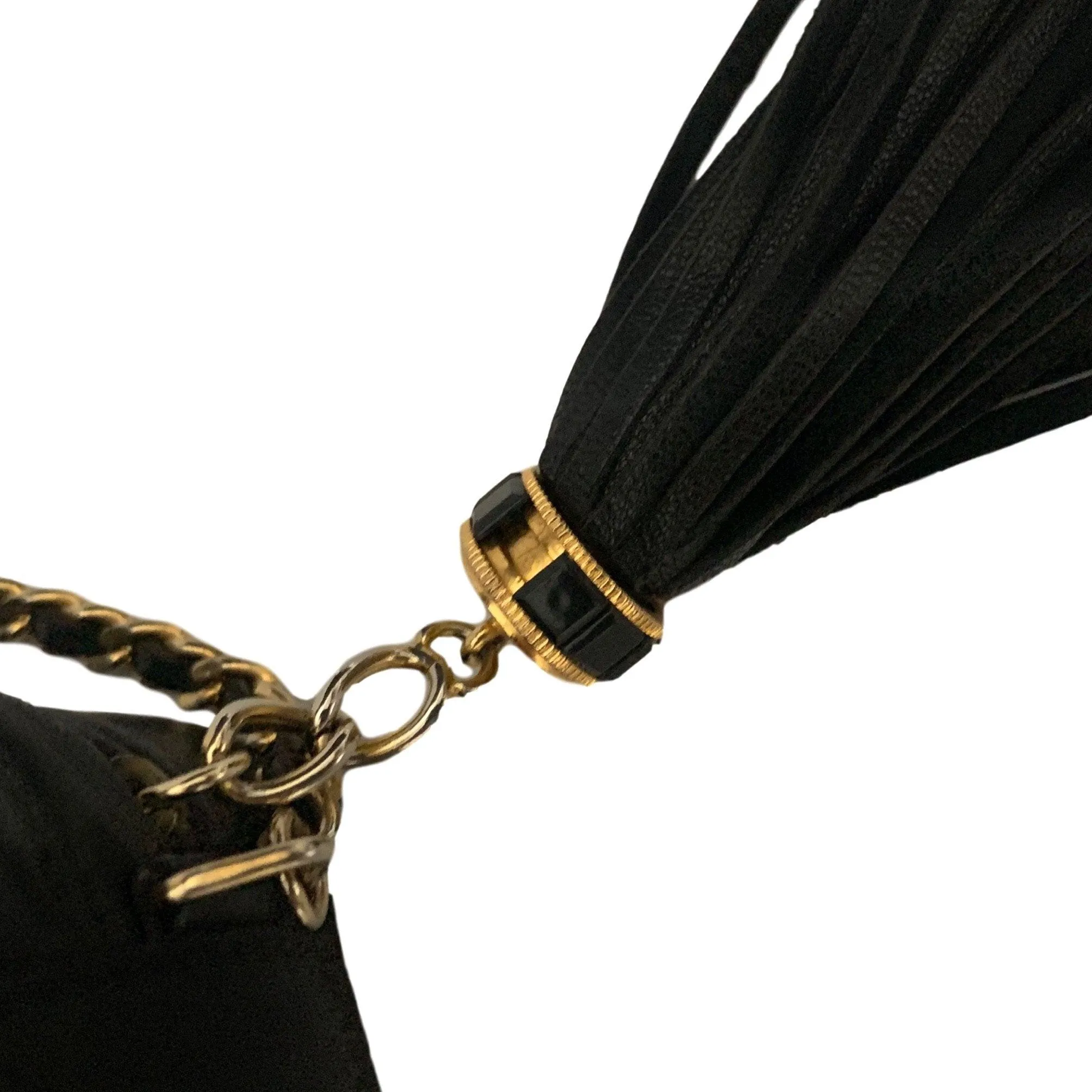 Chanel Black Satin Beaded Camera Bag