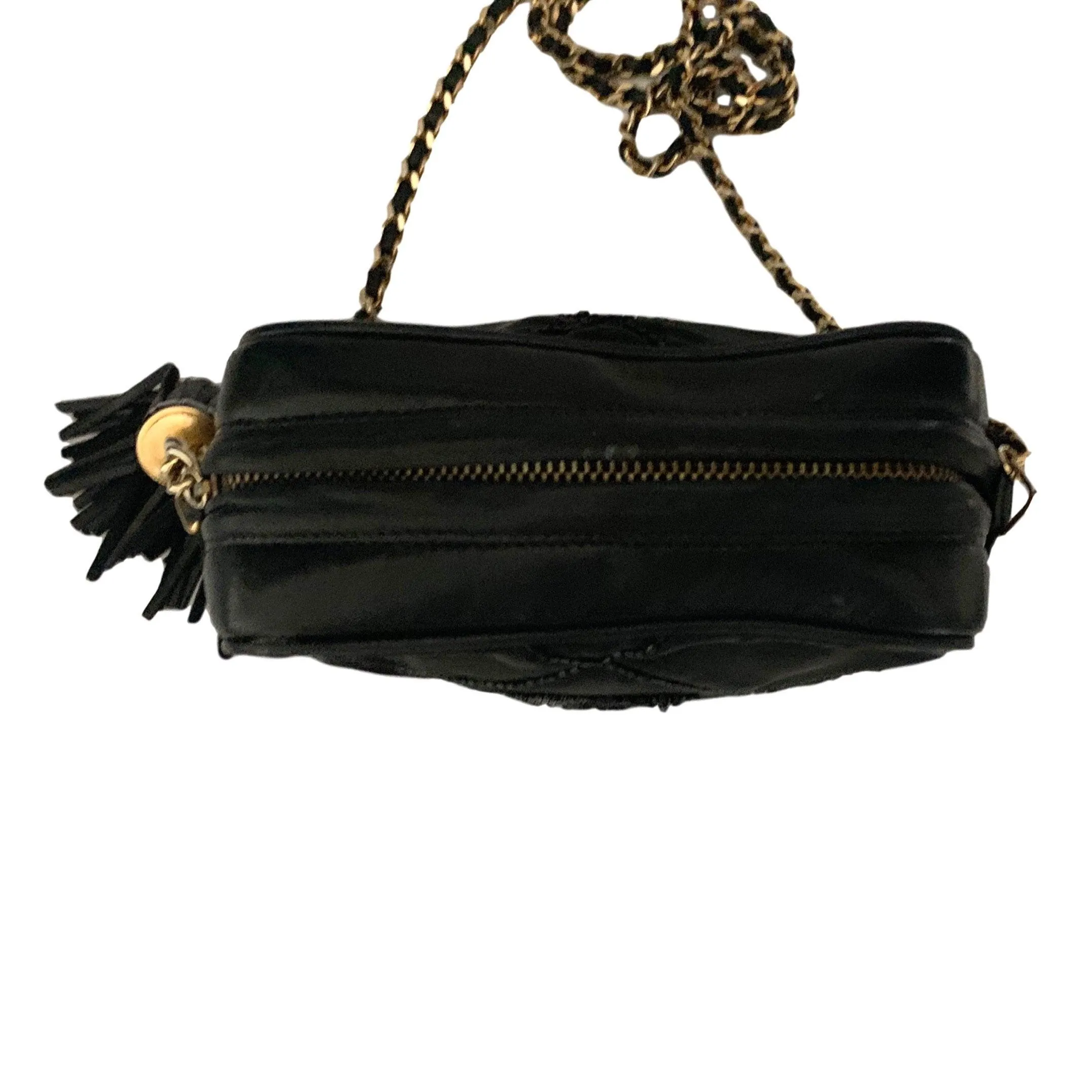 Chanel Black Satin Beaded Camera Bag