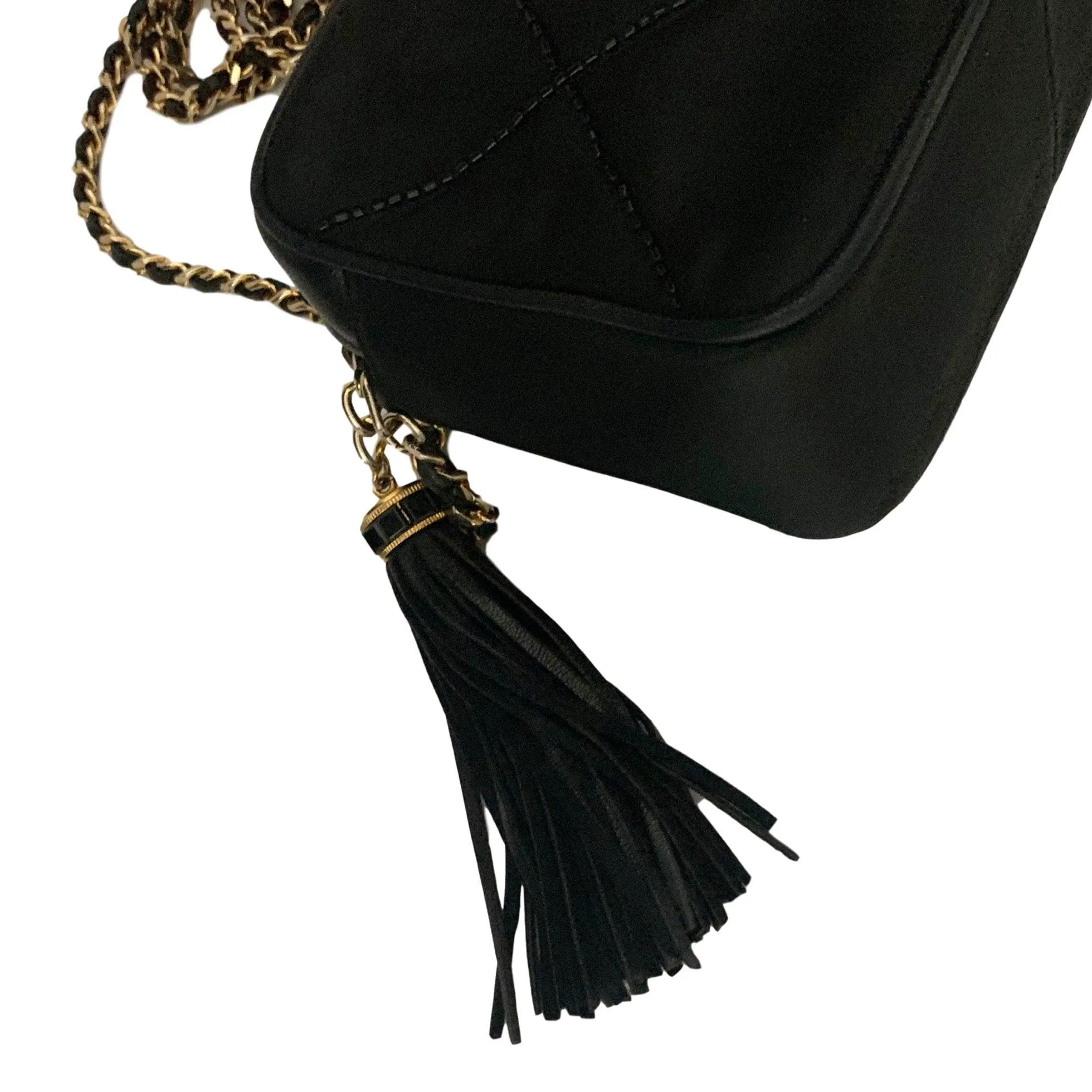 Chanel Black Satin Beaded Camera Bag