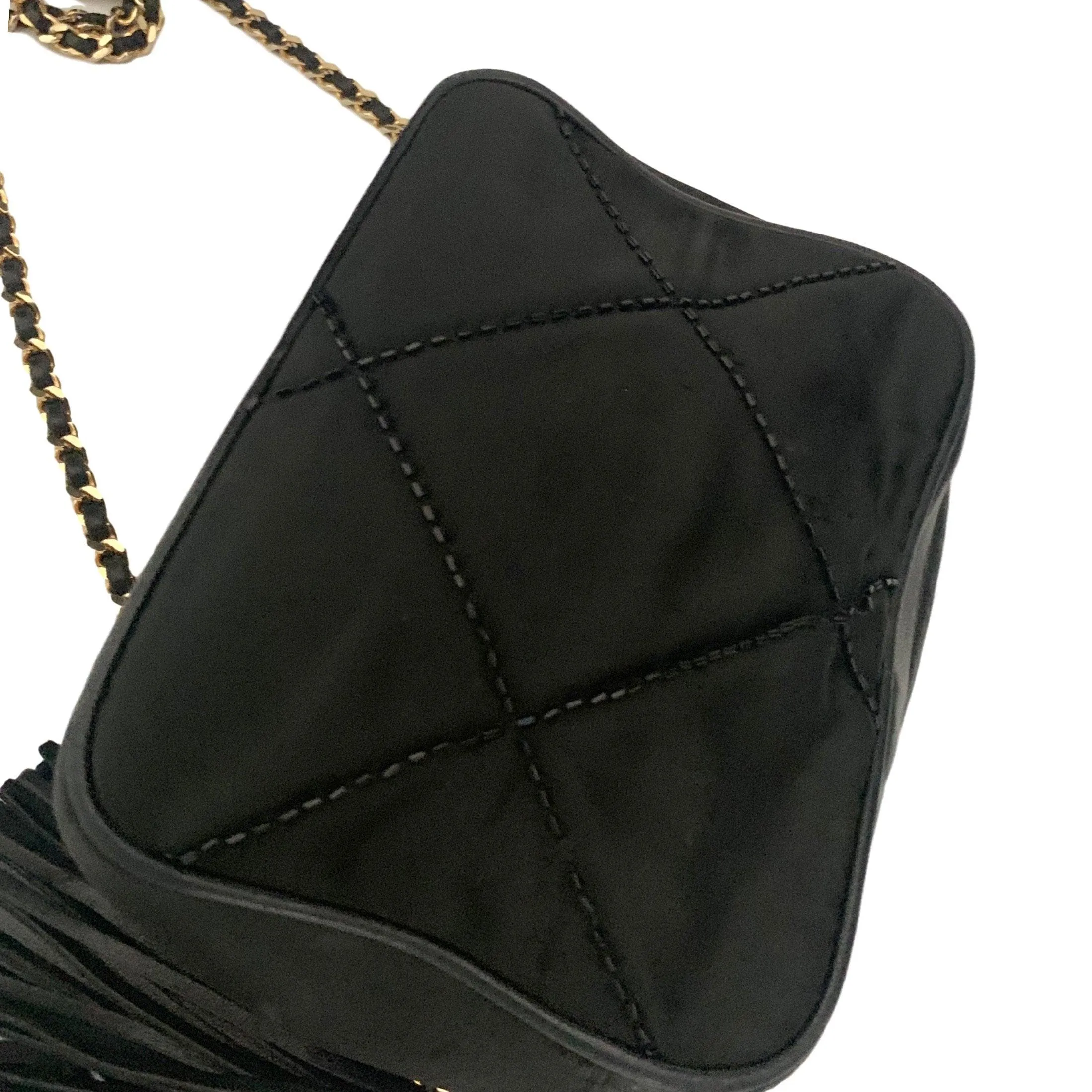 Chanel Black Satin Beaded Camera Bag