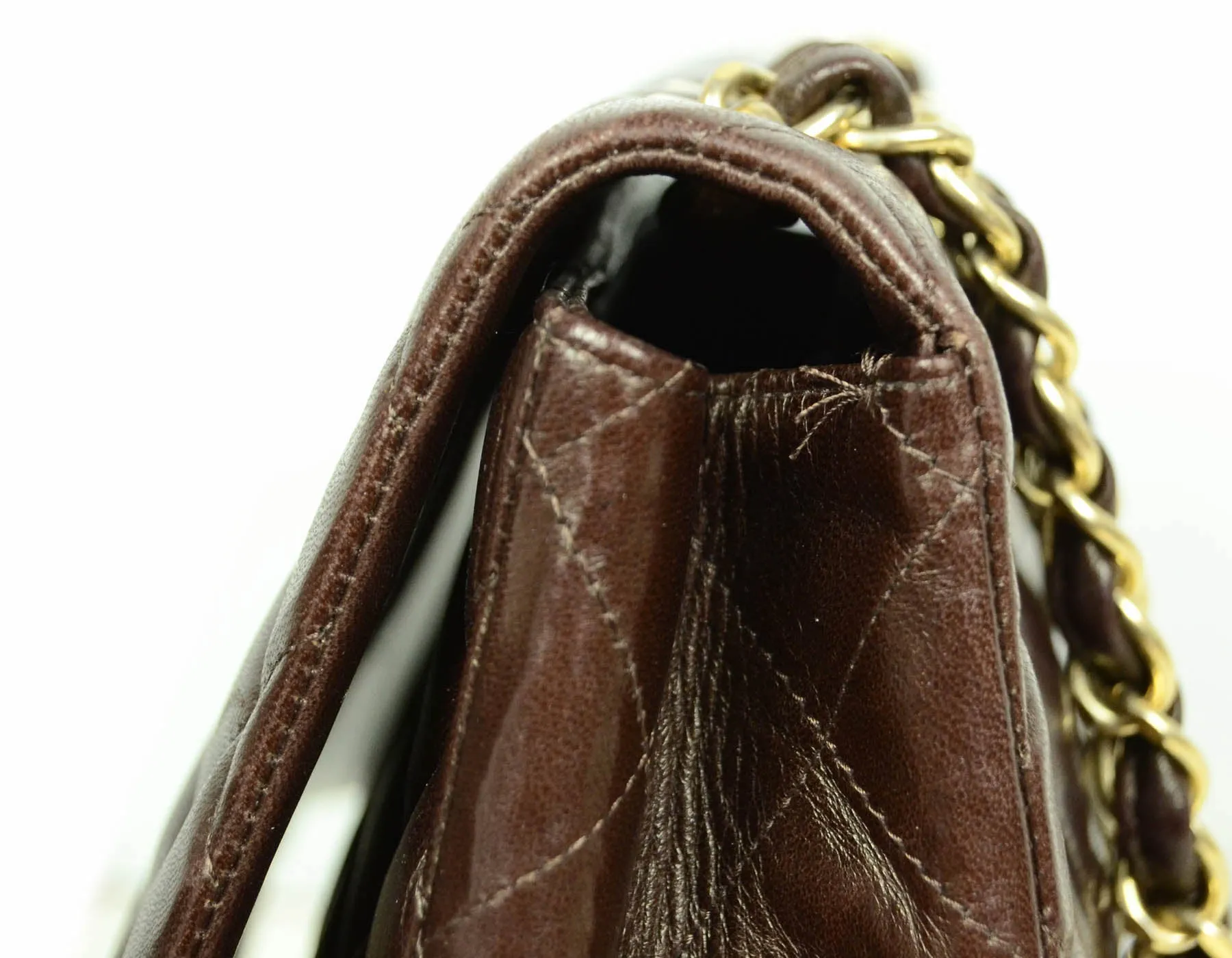 Chanel Brown Lambskin Quilted Single Flap Jumbo Classic Bag