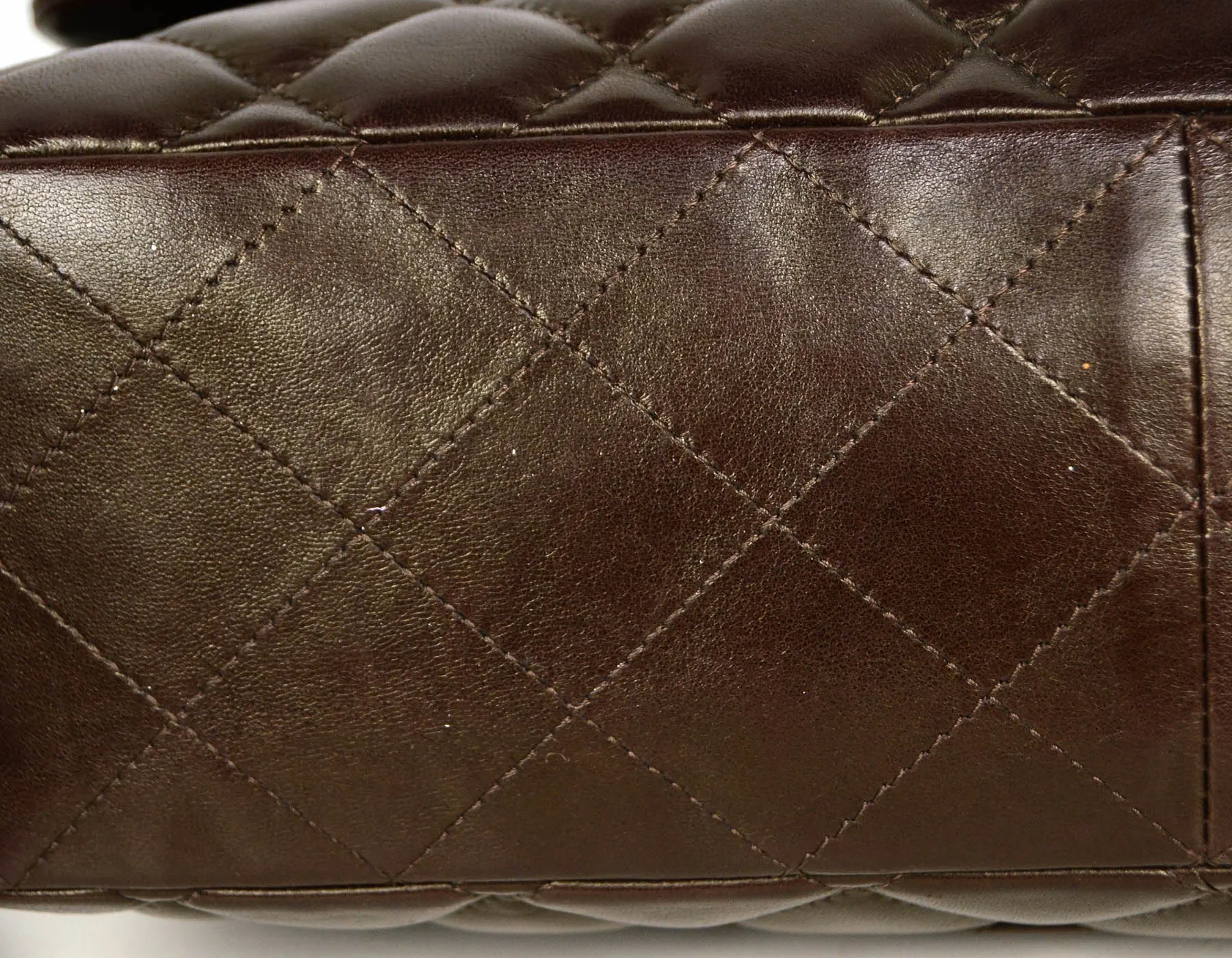 Chanel Brown Lambskin Quilted Single Flap Jumbo Classic Bag