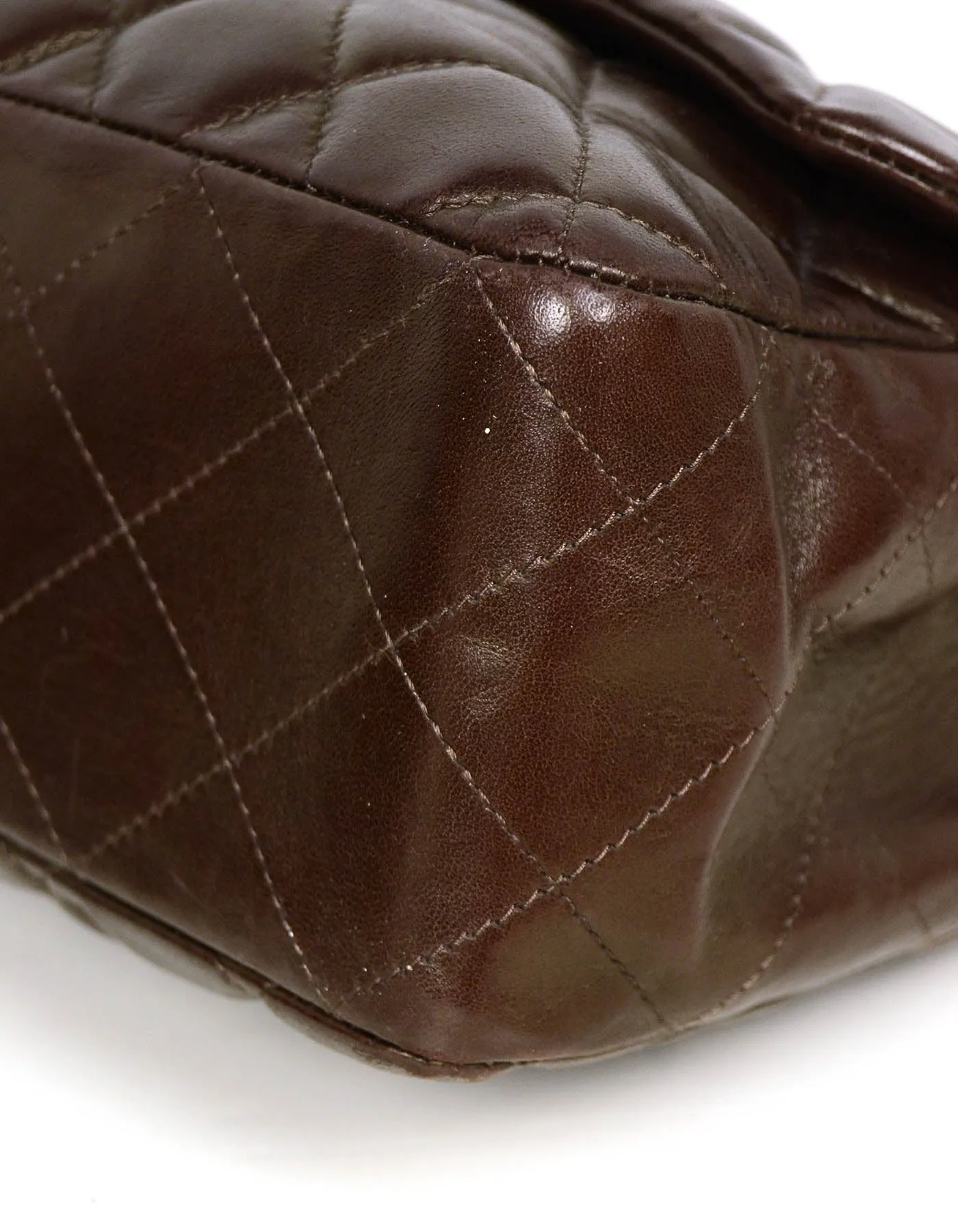 Chanel Brown Lambskin Quilted Single Flap Jumbo Classic Bag
