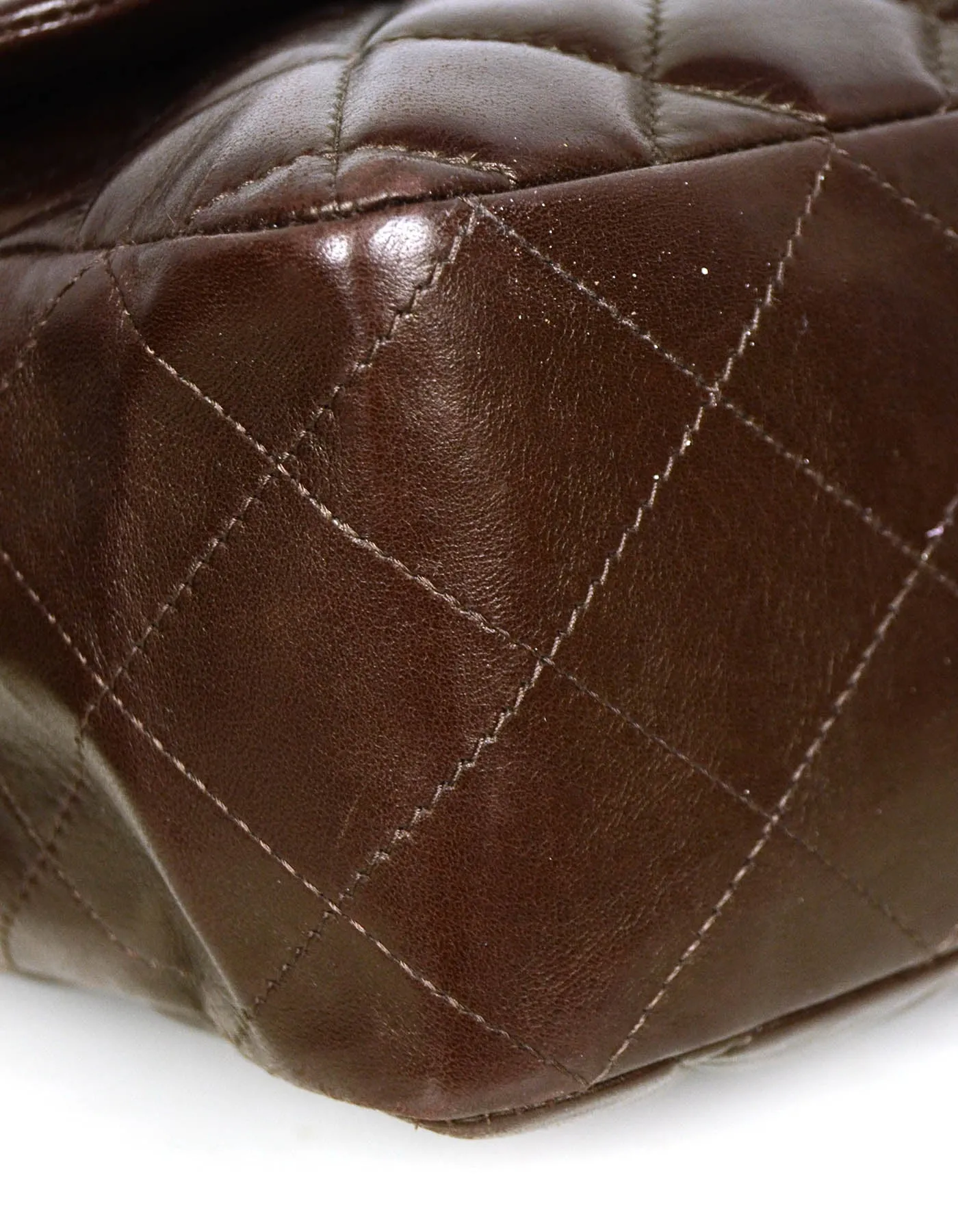 Chanel Brown Lambskin Quilted Single Flap Jumbo Classic Bag