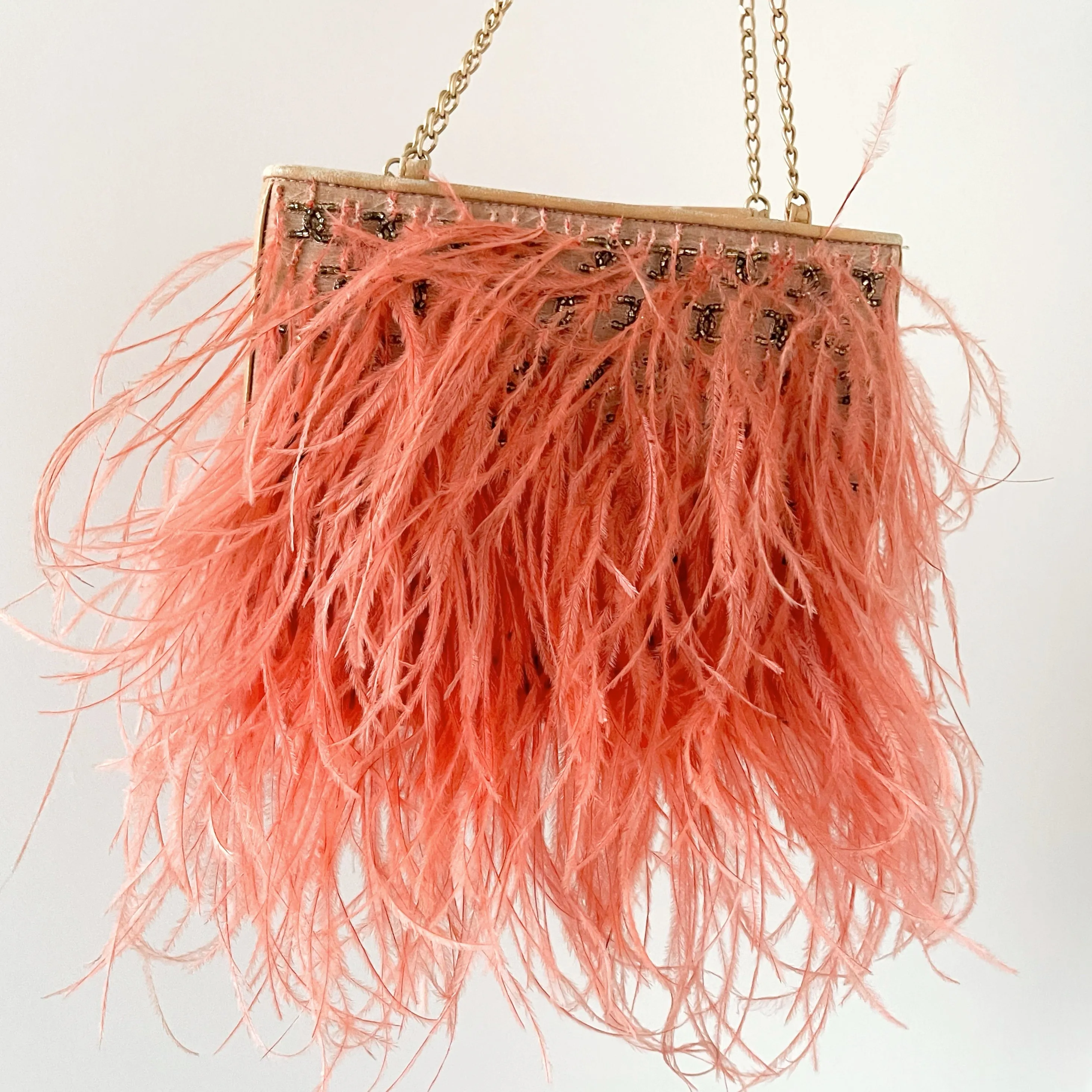 Chanel Pink Feather Mini Chain Bag