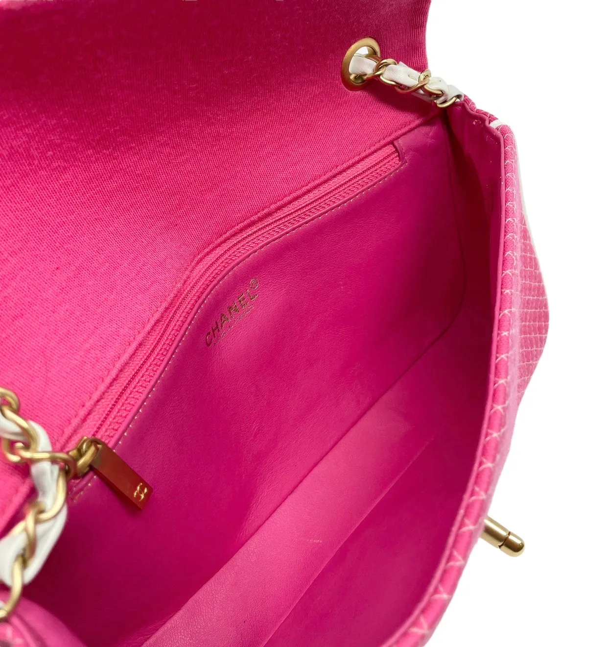 Chanel Pink Knit Flap Bag