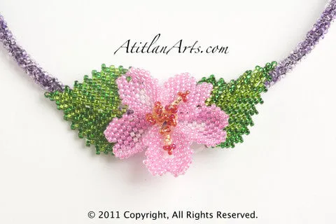 Cherry Blossom hot pink, purple circle necklace